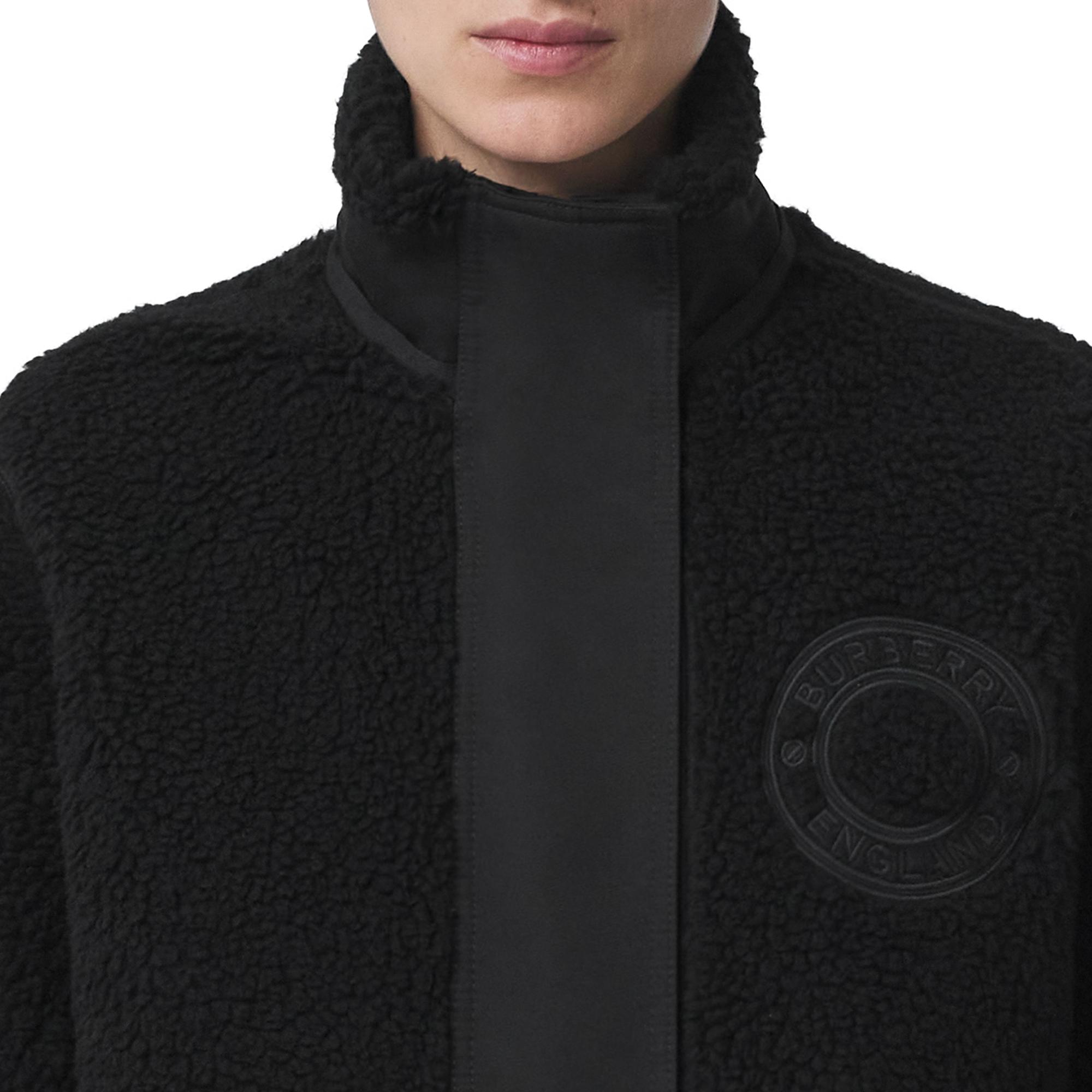 로고 그래픽 울 캐시미어 블렌드 플리스 코트