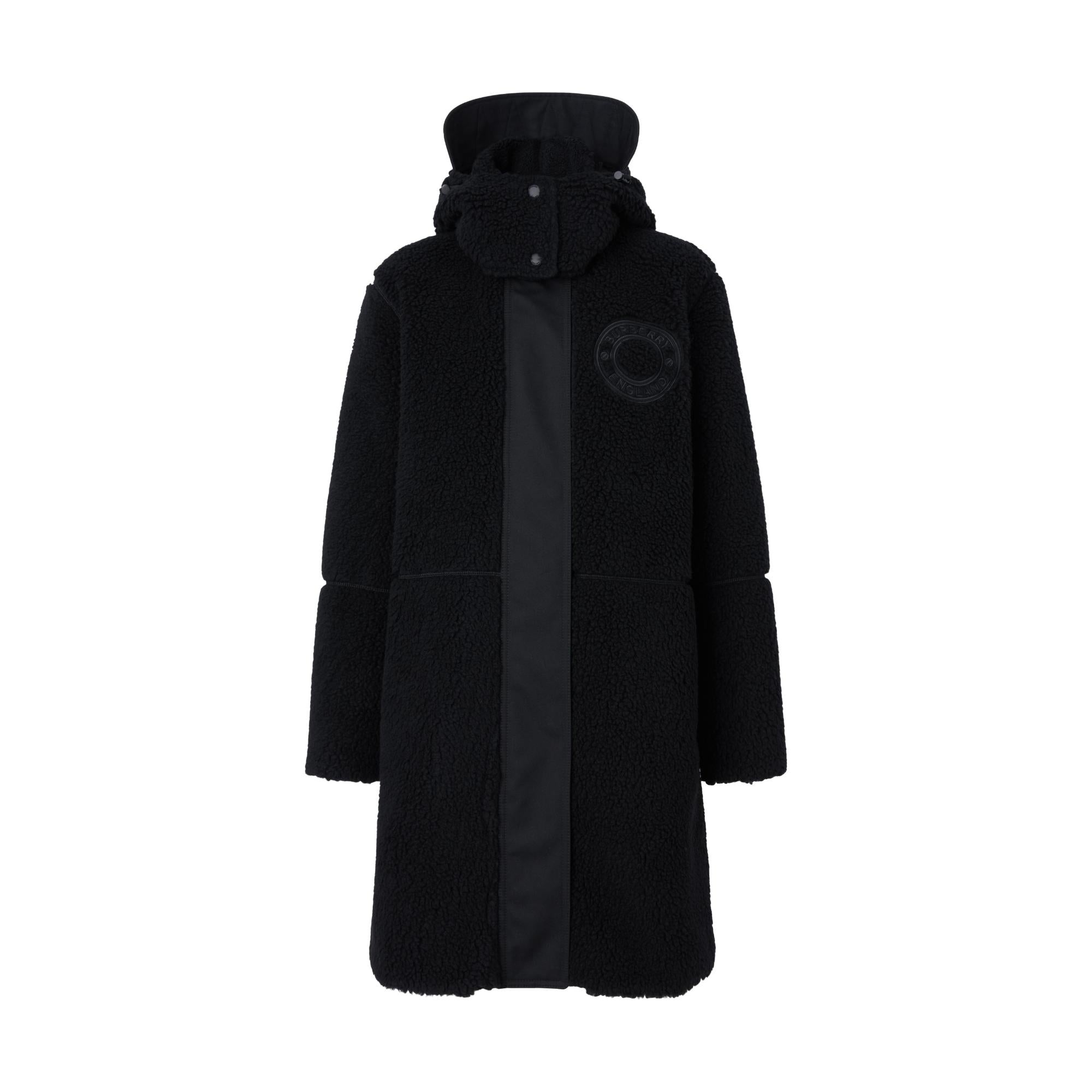 로고 그래픽 울 캐시미어 블렌드 플리스 코트