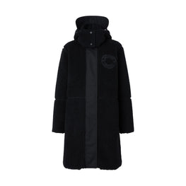 로고 그래픽 울 캐시미어 블렌드 플리스 코트