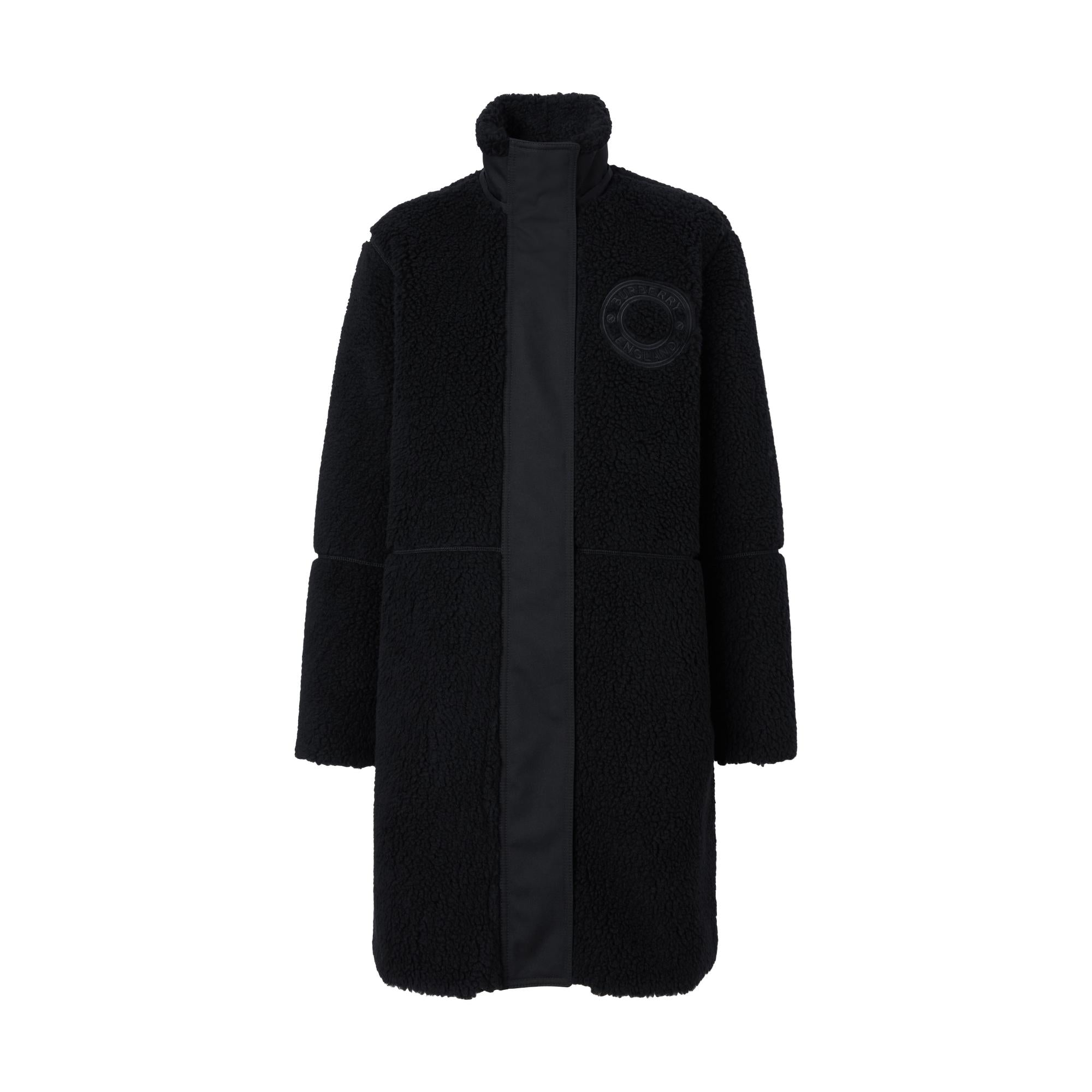 로고 그래픽 울 캐시미어 블렌드 플리스 코트