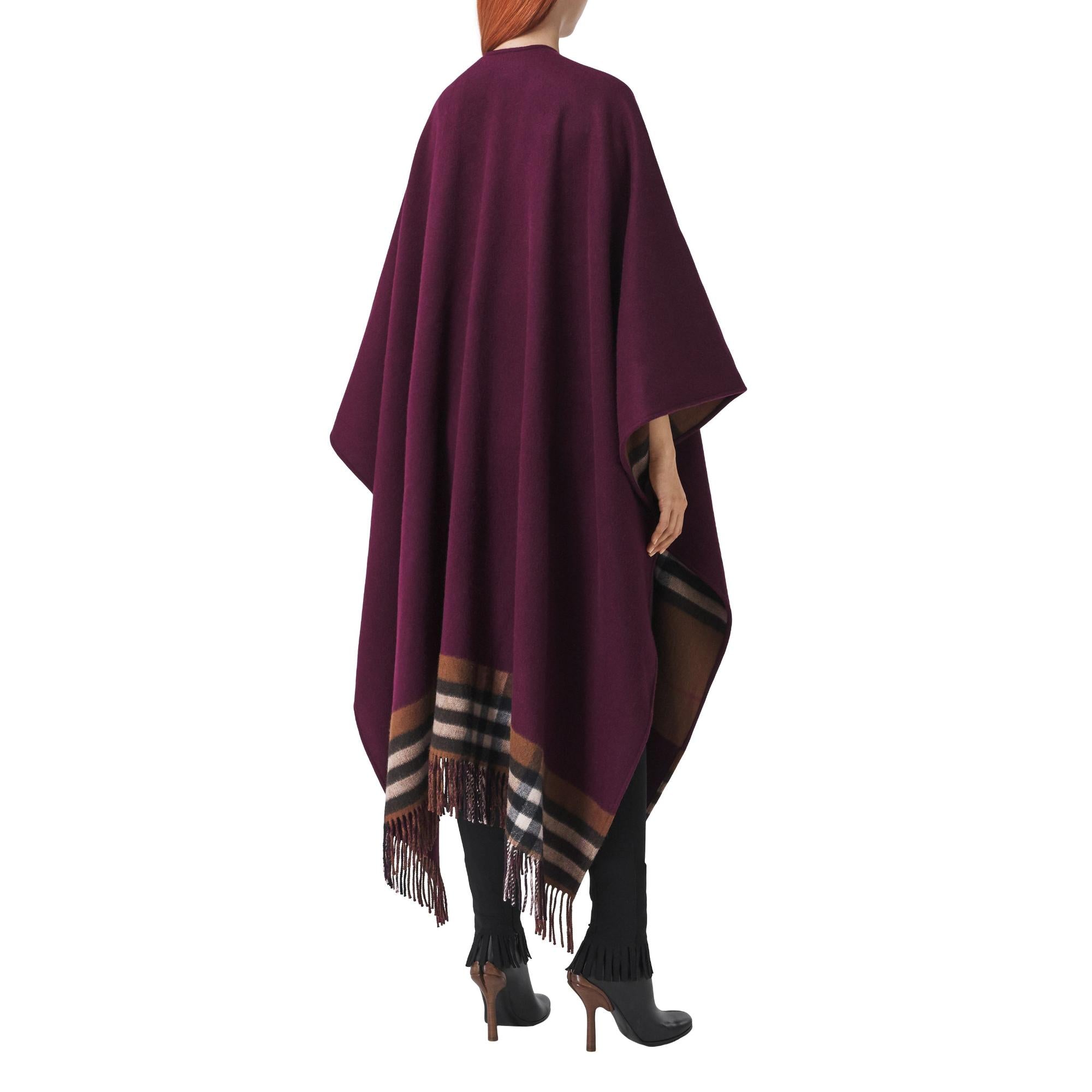 리버시블 체크 울 캐시미어 케이프