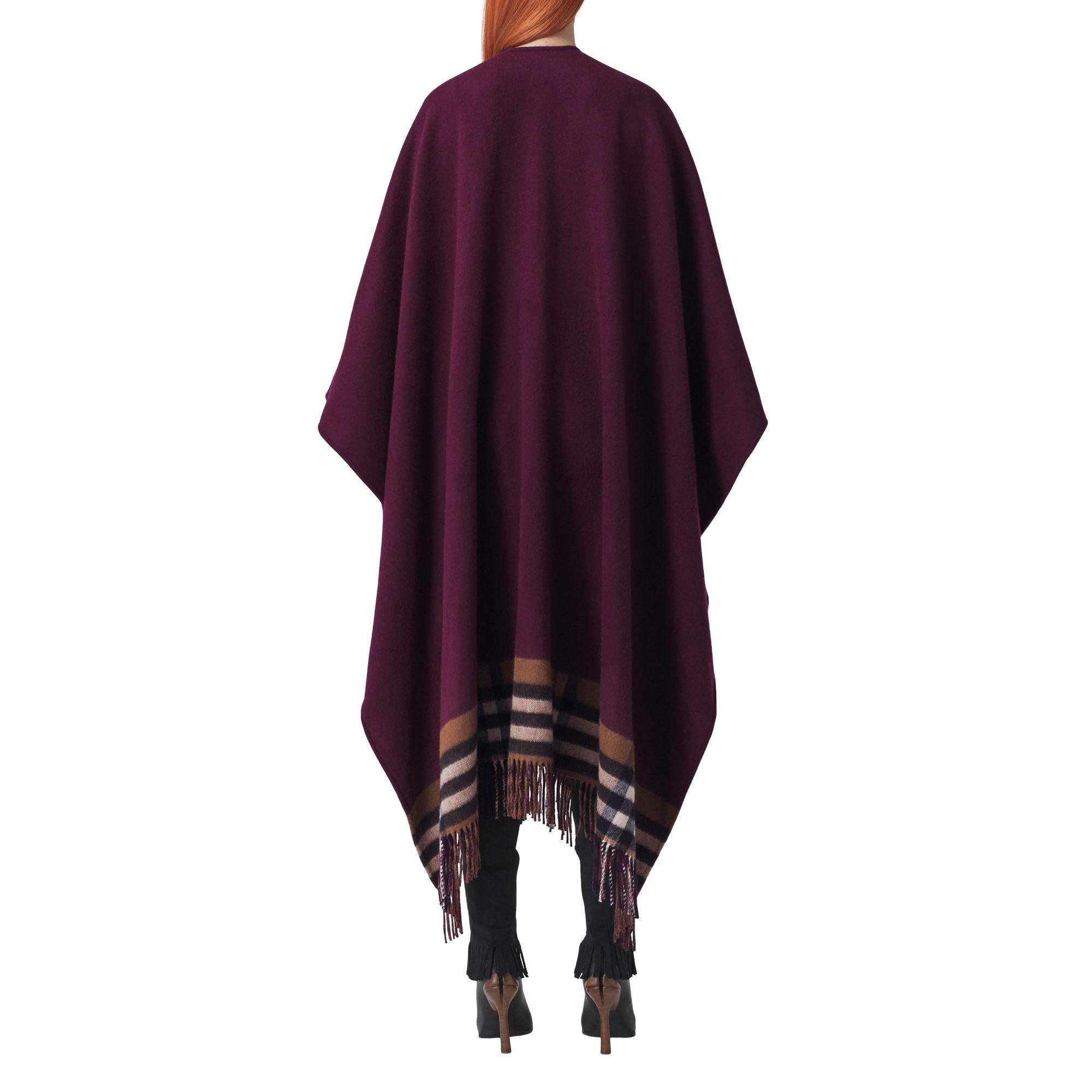 리버시블 체크 울 캐시미어 케이프