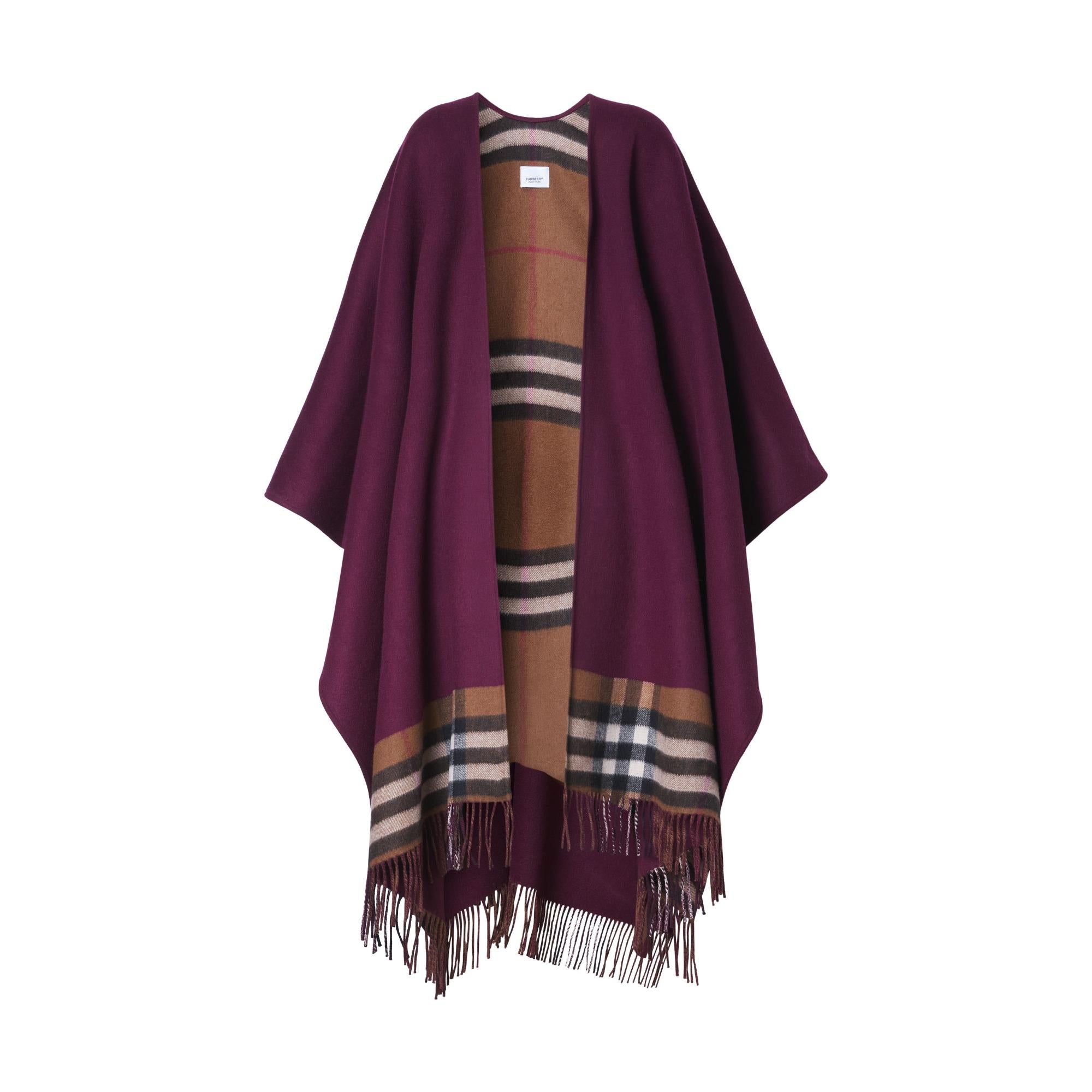 리버시블 체크 울 캐시미어 케이프