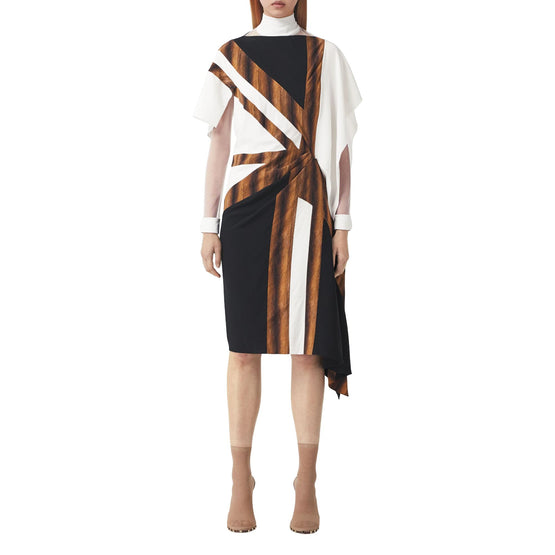 실크 크레이프 드 신 에이시메트릭 드레스