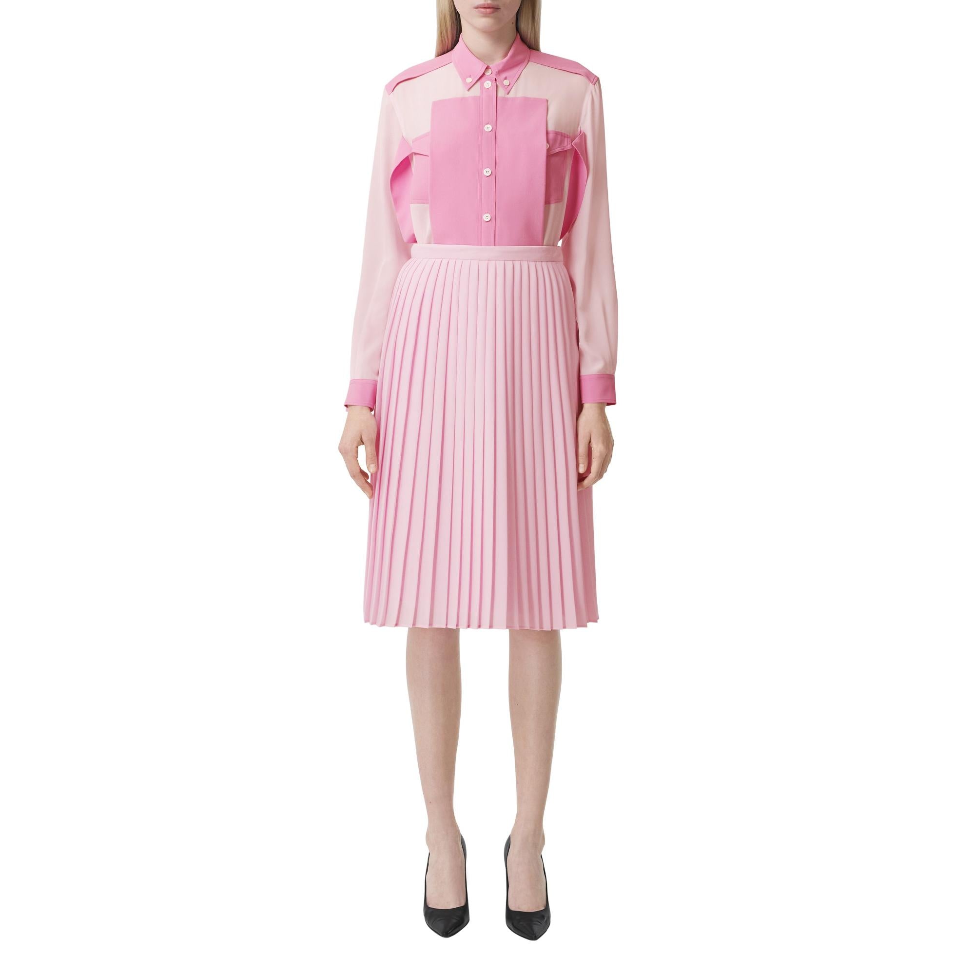 패널 실크 크레이프 드 신 셔츠