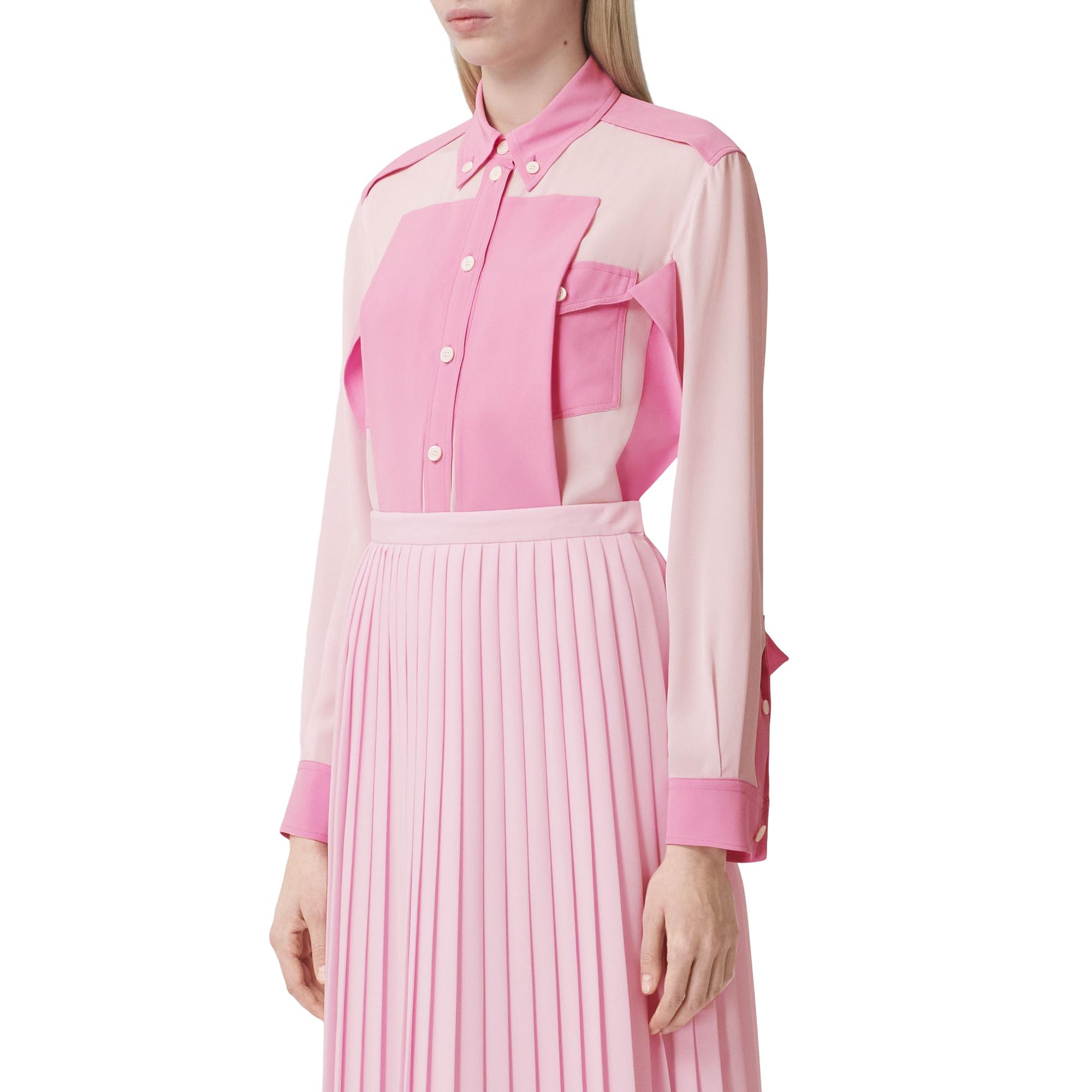 패널 실크 크레이프 드 신 셔츠