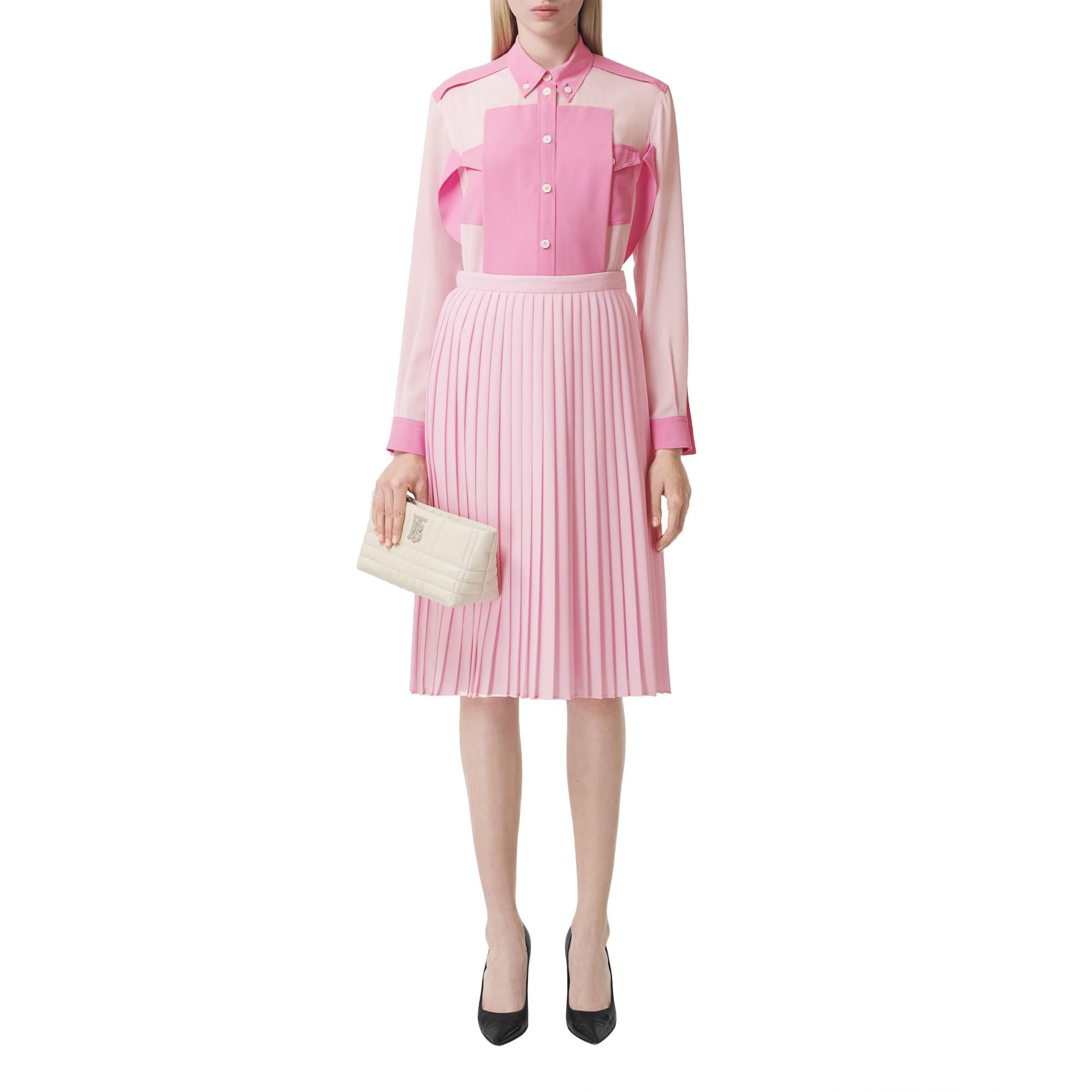 패널 실크 크레이프 드 신 셔츠