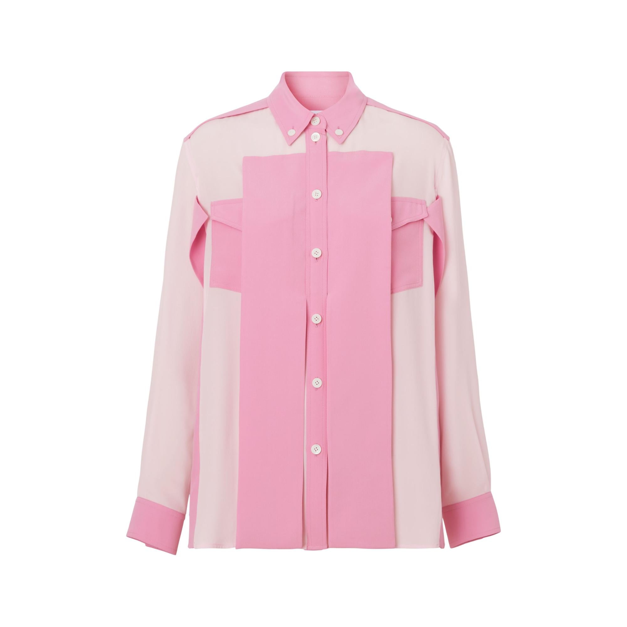 패널 실크 크레이프 드 신 셔츠