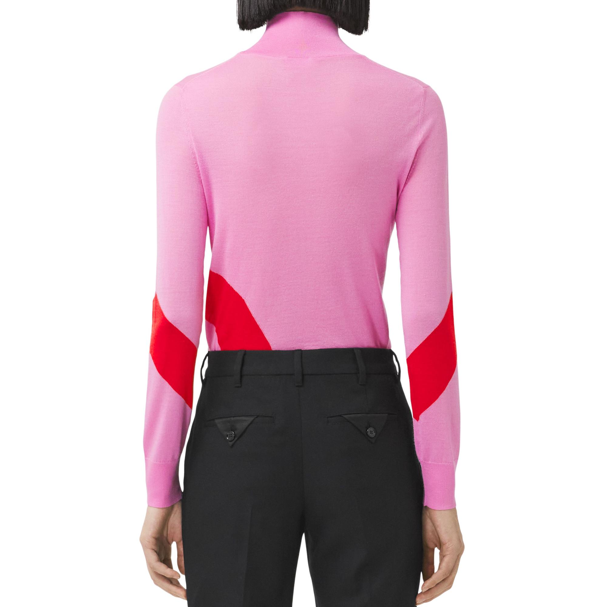 지오메트릭 인타르시아 울 실크 블렌드 터틀넥 스웨터