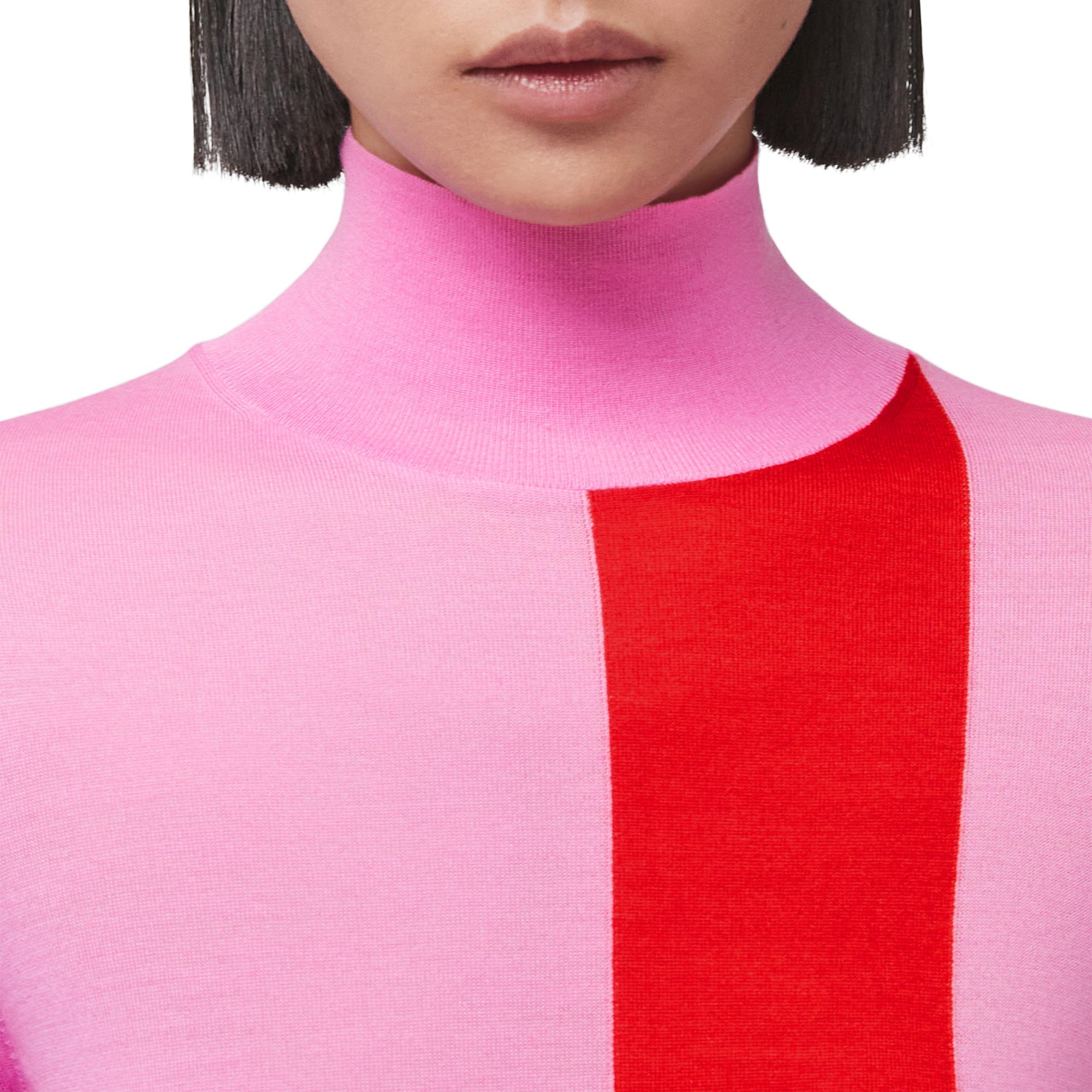 지오메트릭 인타르시아 울 실크 블렌드 터틀넥 스웨터