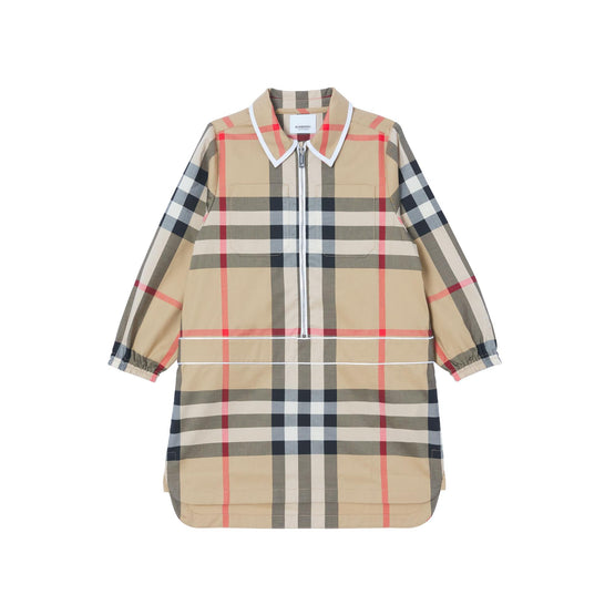 체크 스트레치 코튼 셔츠 드레스