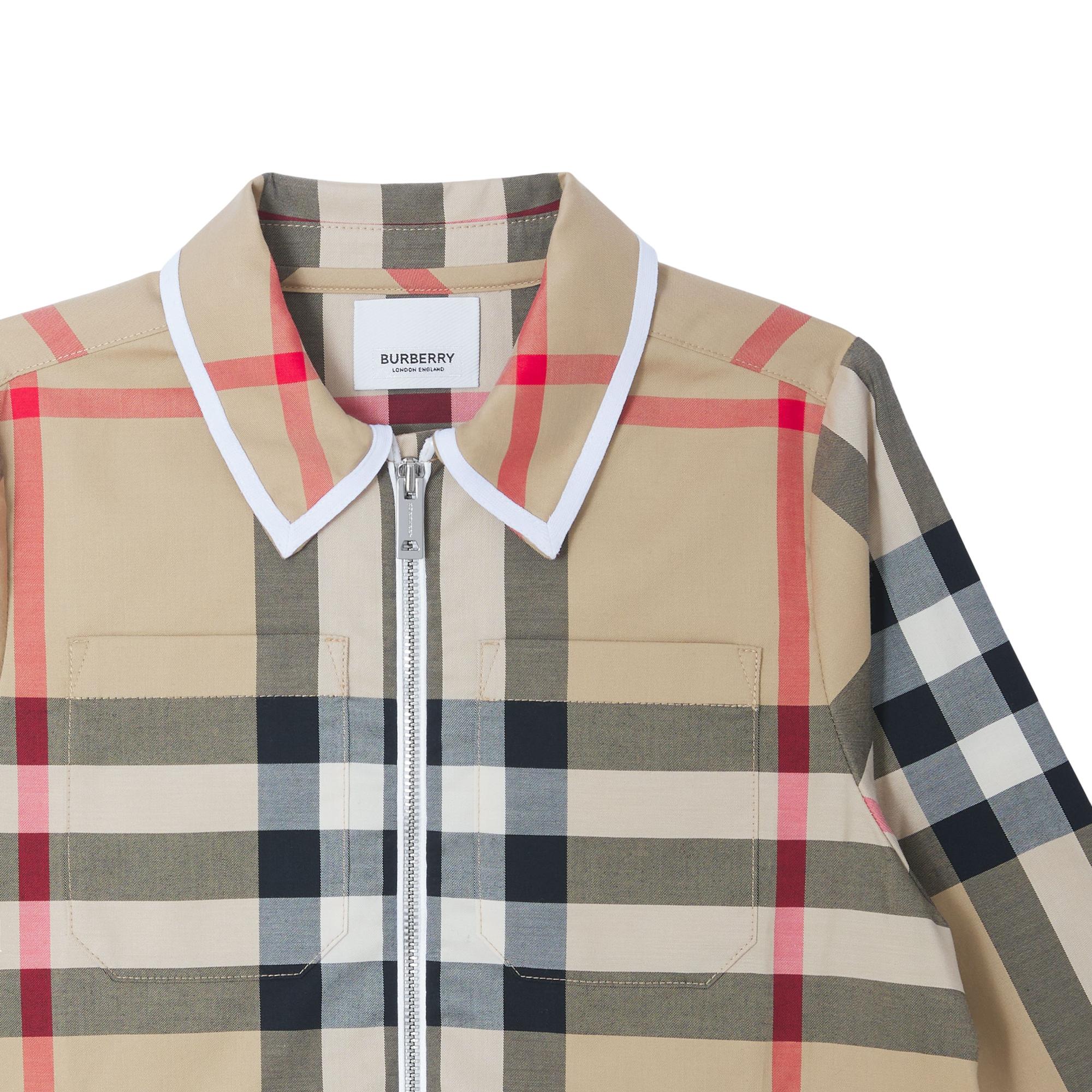 체크 스트레치 코튼 셔츠 드레스