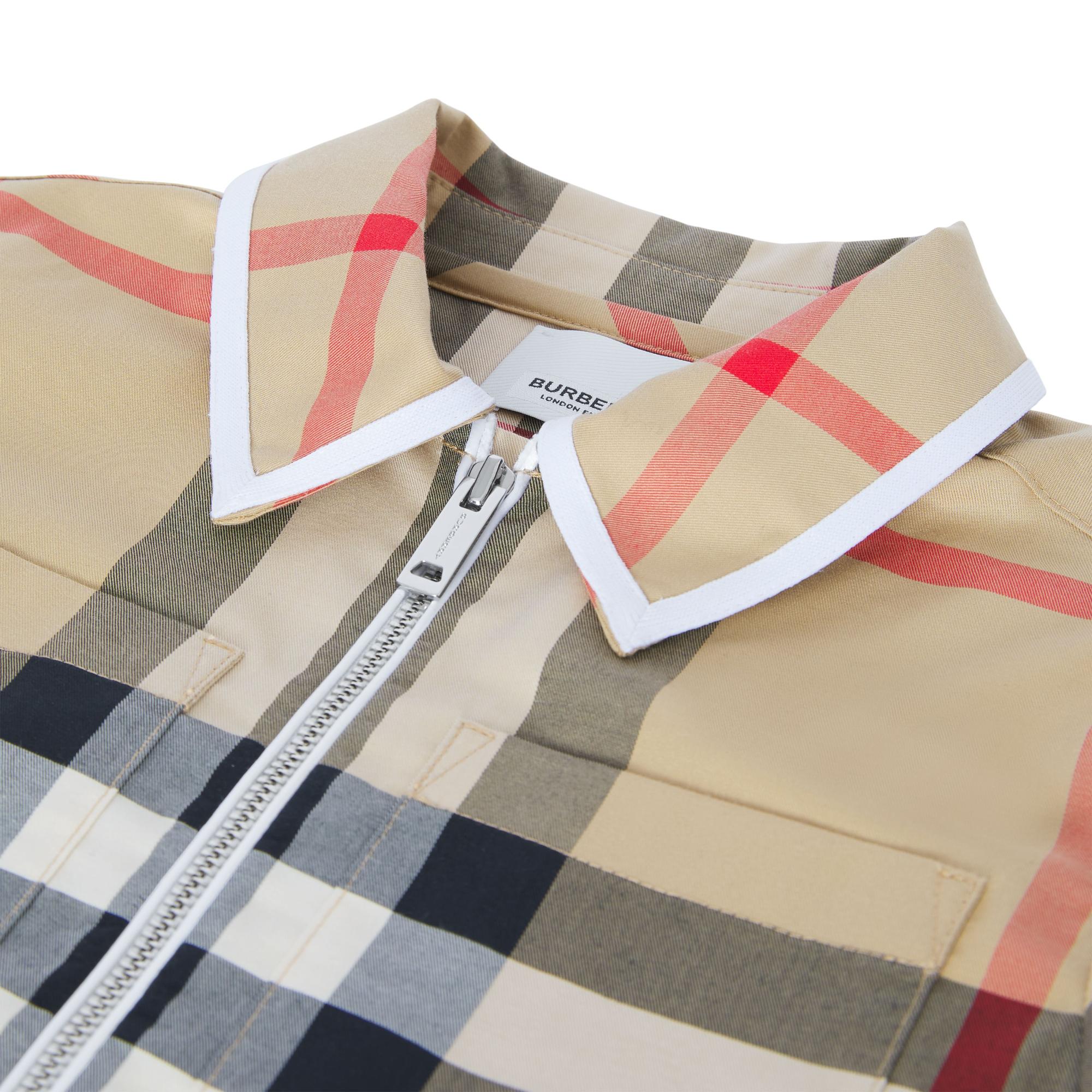 체크 스트레치 코튼 셔츠 드레스