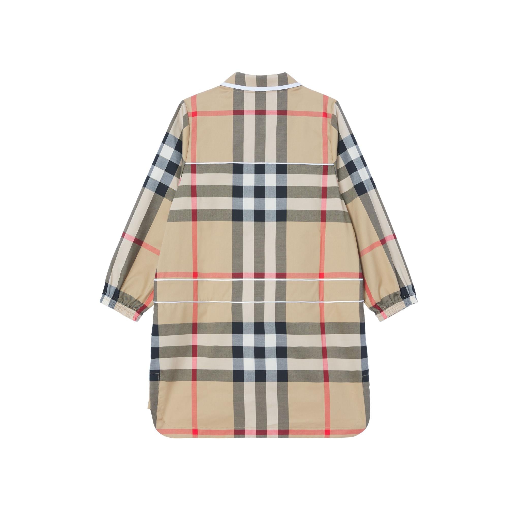 체크 스트레치 코튼 셔츠 드레스