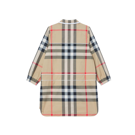 체크 스트레치 코튼 셔츠 드레스