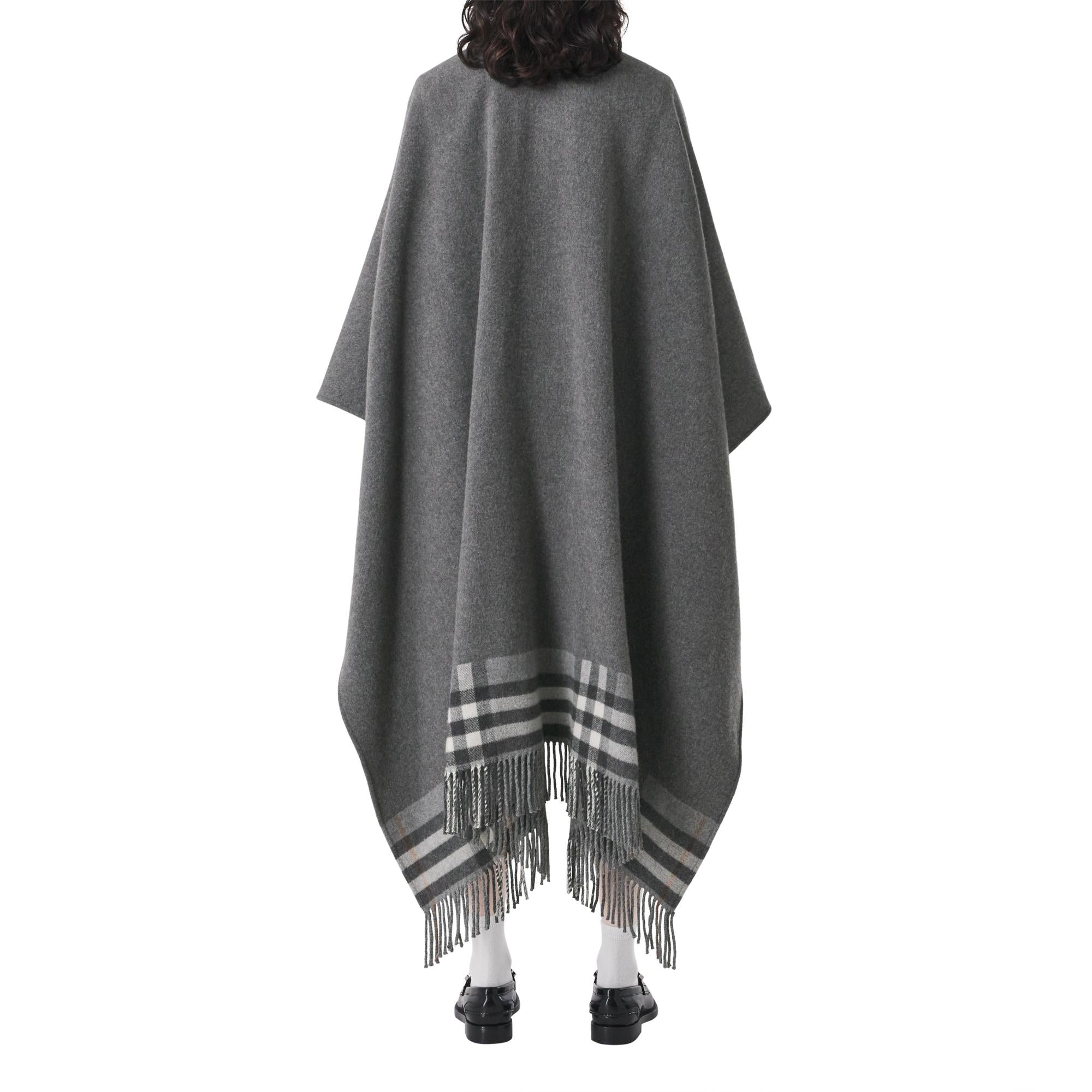 리버시블 체크 울 캐시미어 케이프