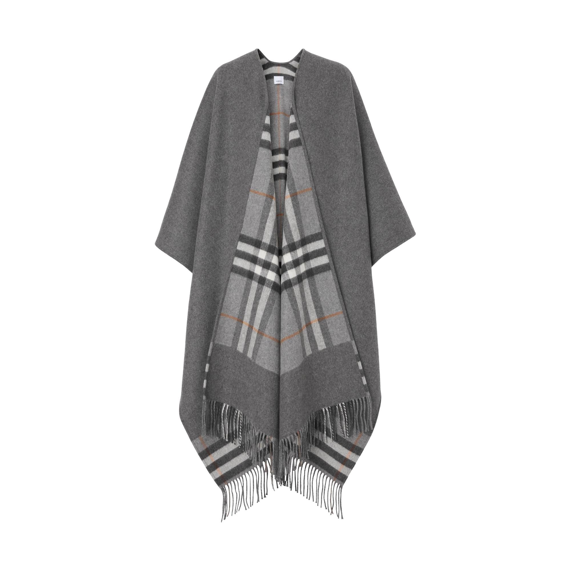 리버시블 체크 울 캐시미어 케이프