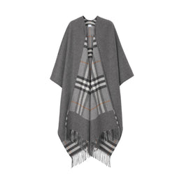 리버시블 체크 울 캐시미어 케이프