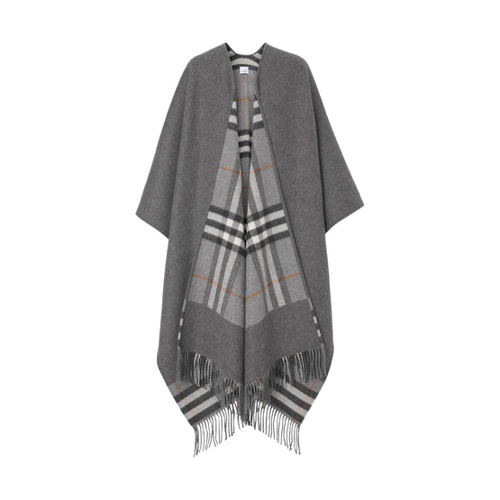 리버시블 체크 울 캐시미어 케이프