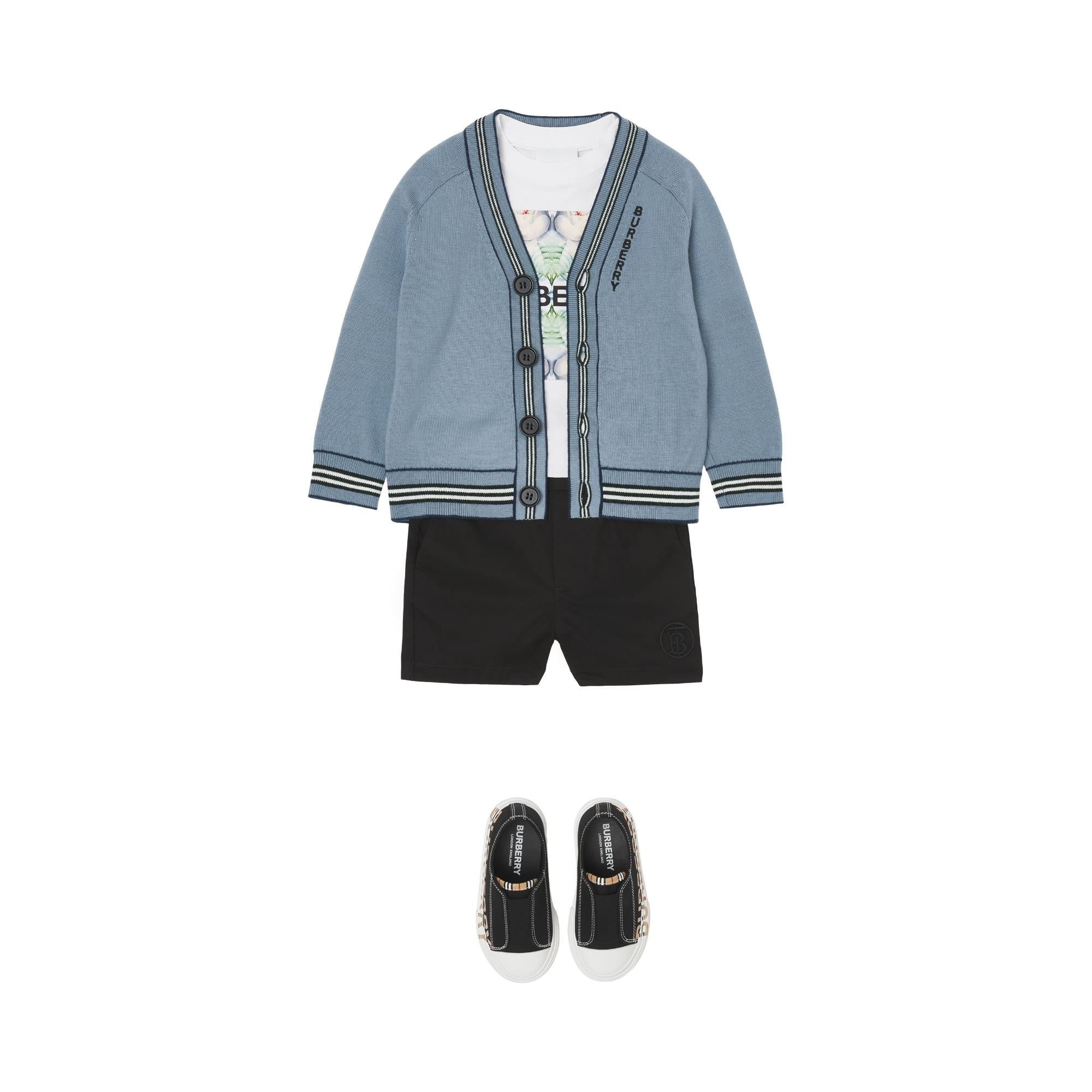 아이콘 스트라이프 트리밍 울 카디건