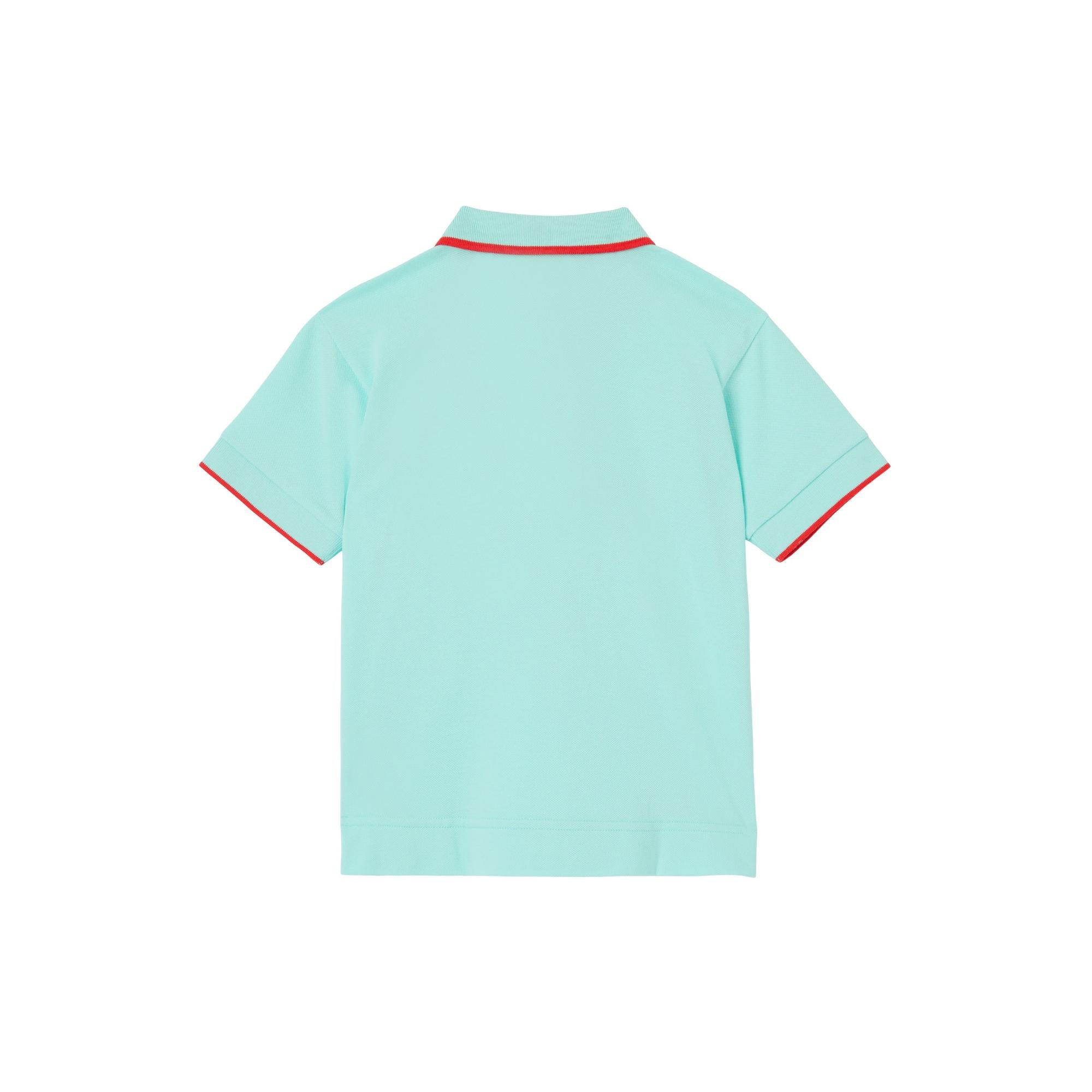 아이콘 스트라이프 디테일 코튼 지퍼 프런트 폴로셔츠