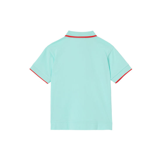 아이콘 스트라이프 디테일 코튼 지퍼 프런트 폴로셔츠