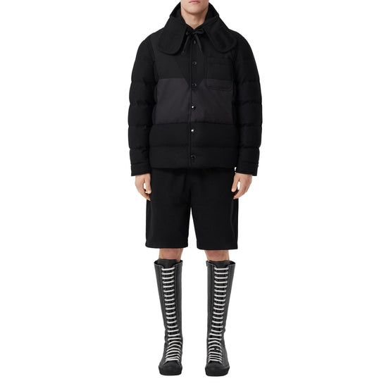 지오메트릭 패널 울 캐시미어 나일론 오버셔츠