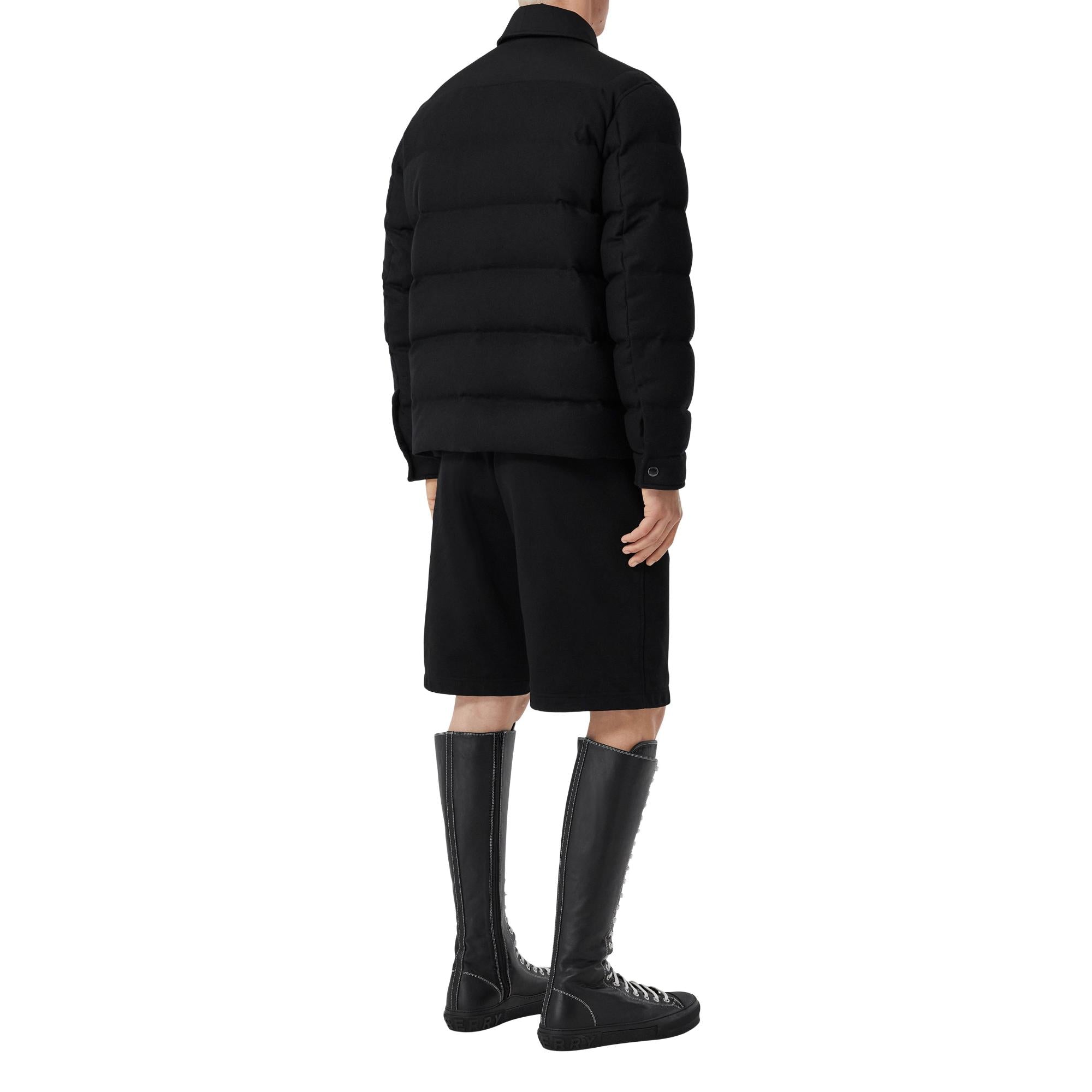 지오메트릭 패널 울 캐시미어 나일론 오버셔츠