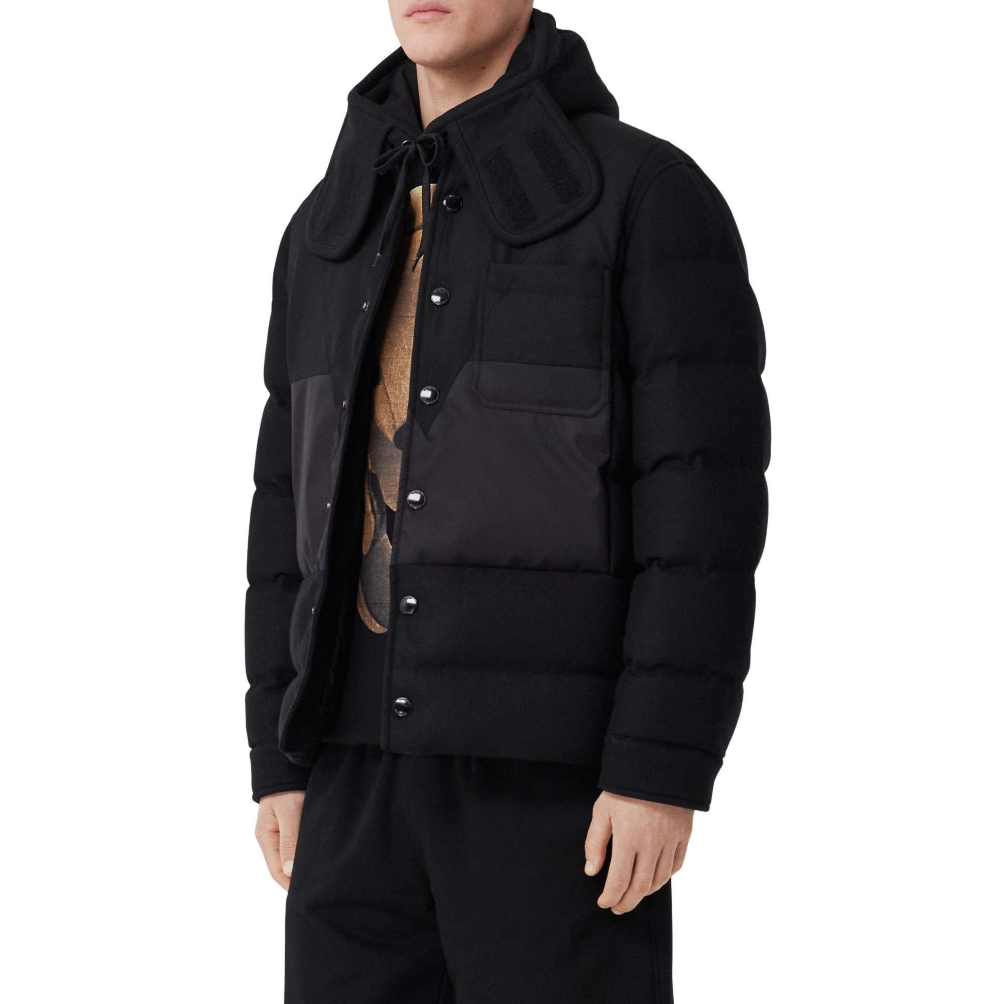 지오메트릭 패널 울 캐시미어 나일론 오버셔츠