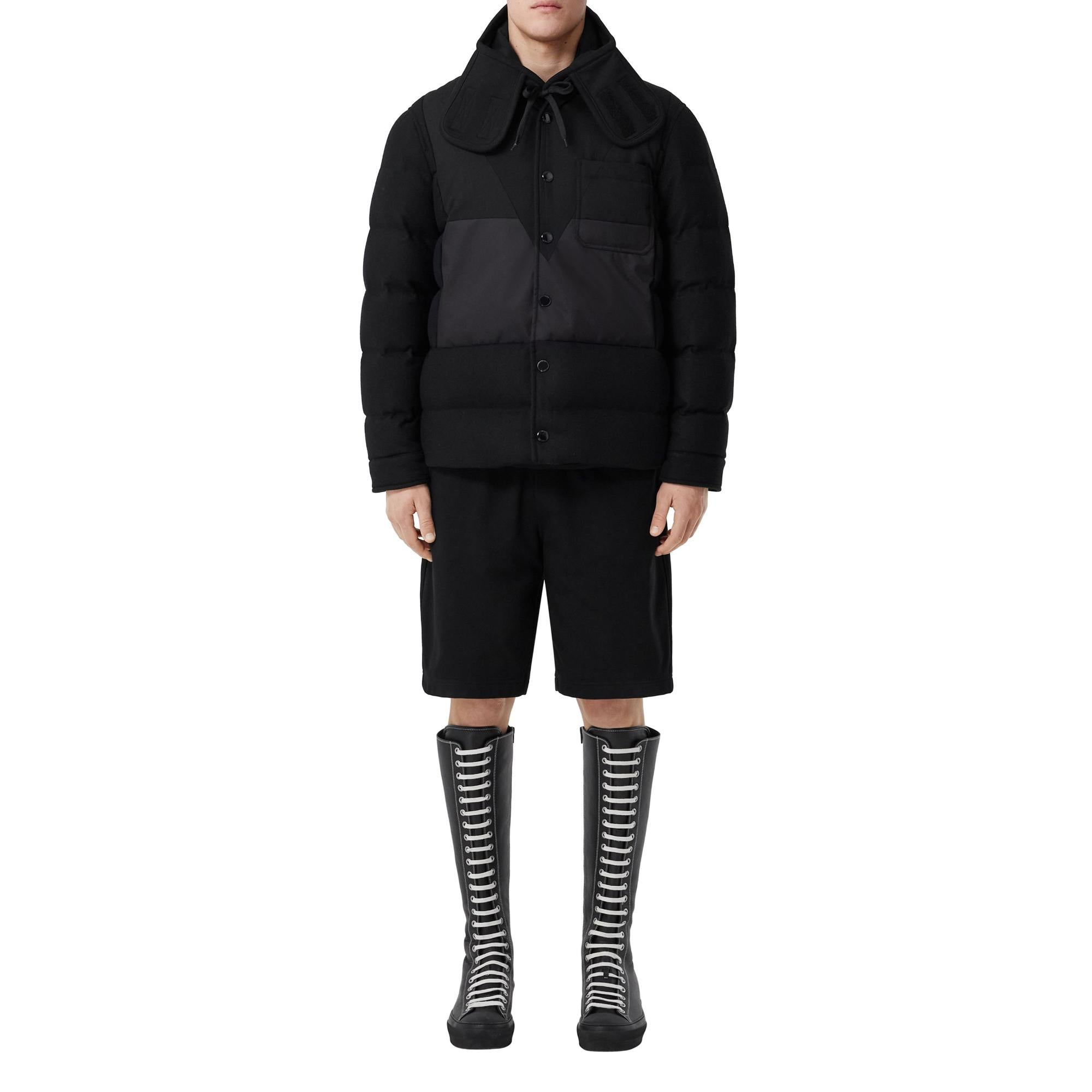 지오메트릭 패널 울 캐시미어 나일론 오버셔츠