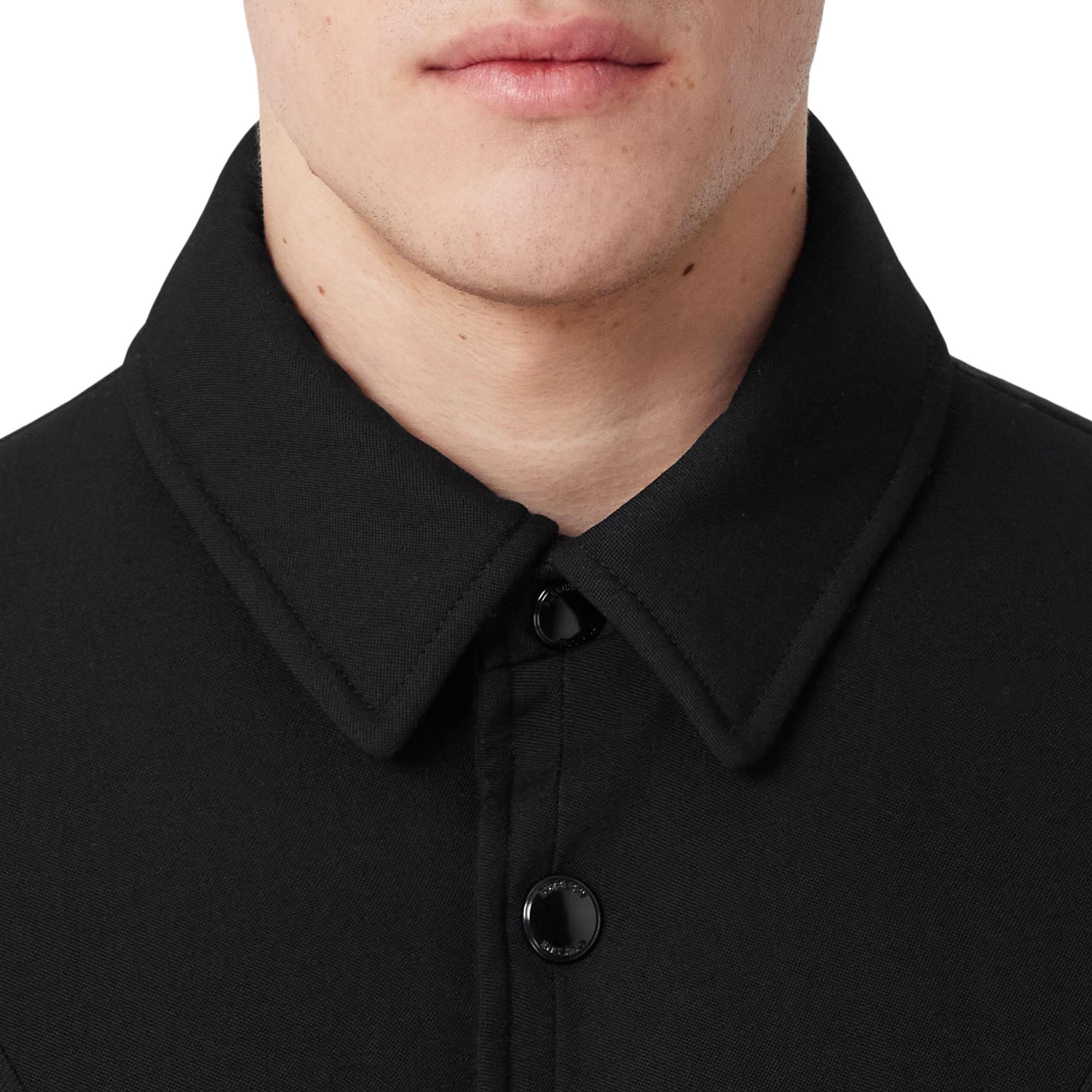 지오메트릭 패널 울 캐시미어 나일론 오버셔츠