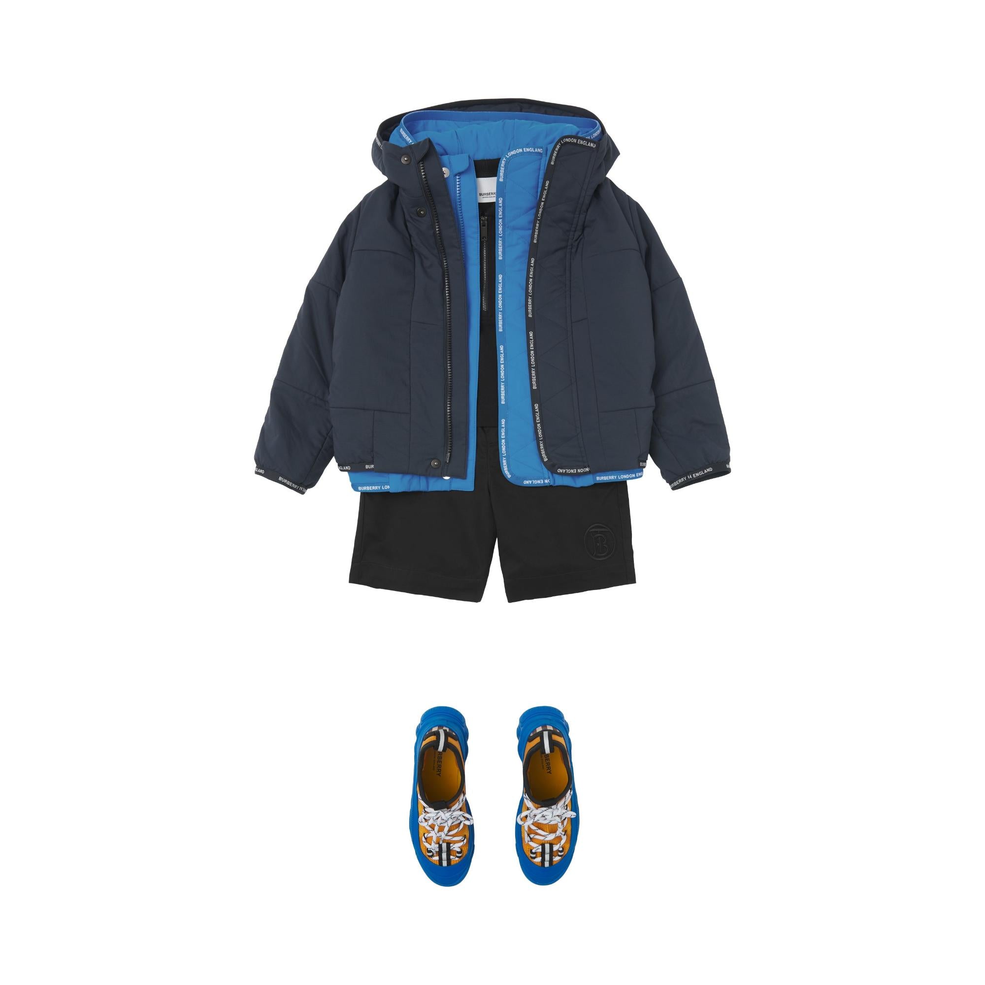 로고 테이프 나일론 후드 재킷