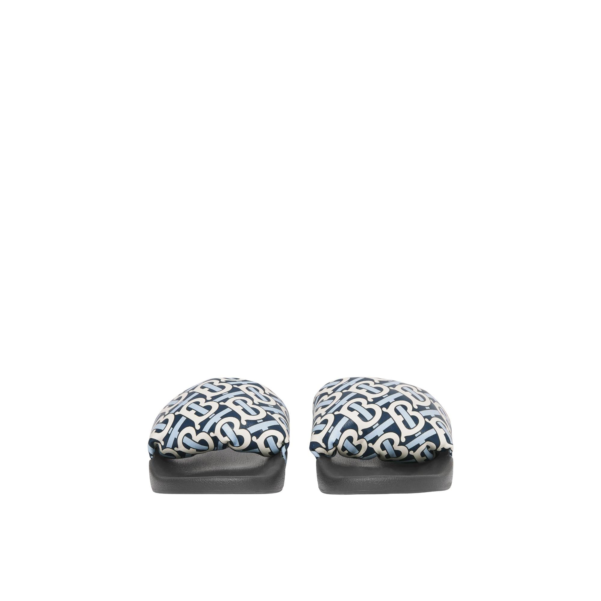 모노그램 프린트 램스킨 슬라이드