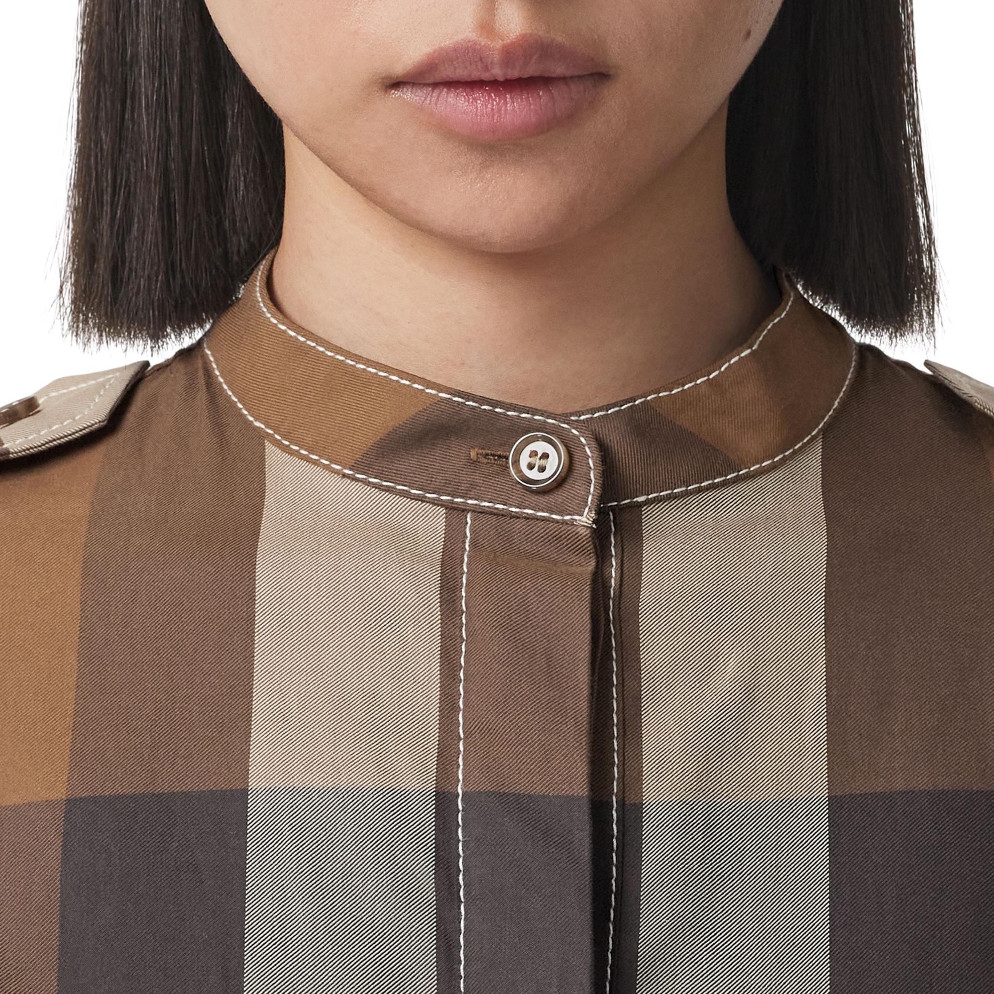 체크 코튼 포플린 타이 웨이스트 셔츠 드레스