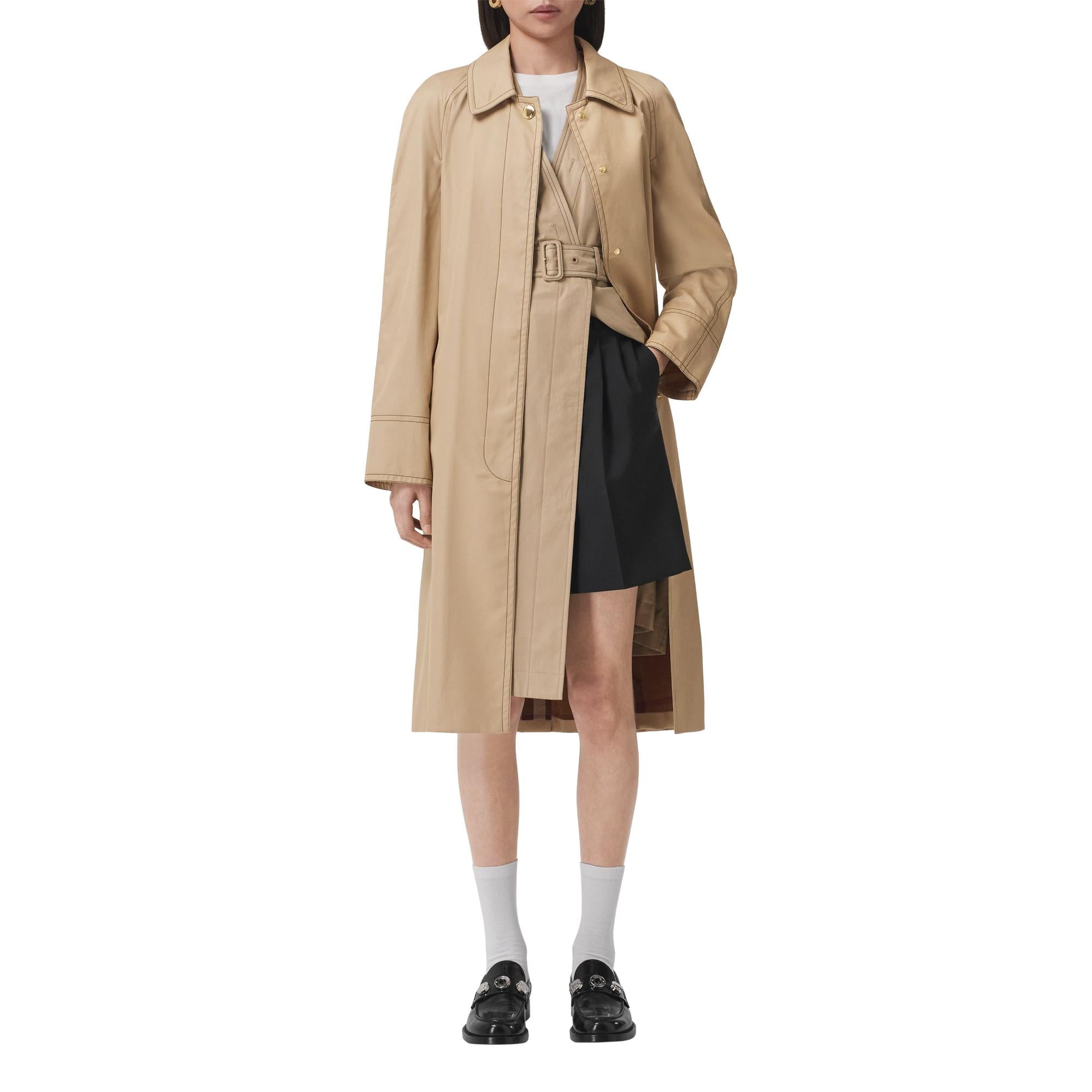 코튼 개버딘 벨트 카 코트