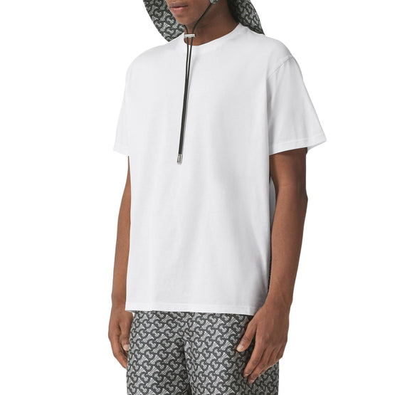 모노그램 스트라이프 프린트 코튼 오버사이즈 티셔츠