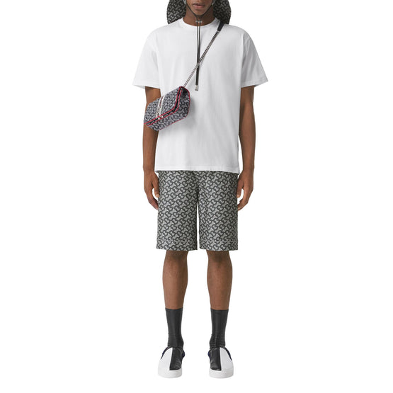 모노그램 스트라이프 프린트 코튼 오버사이즈 티셔츠