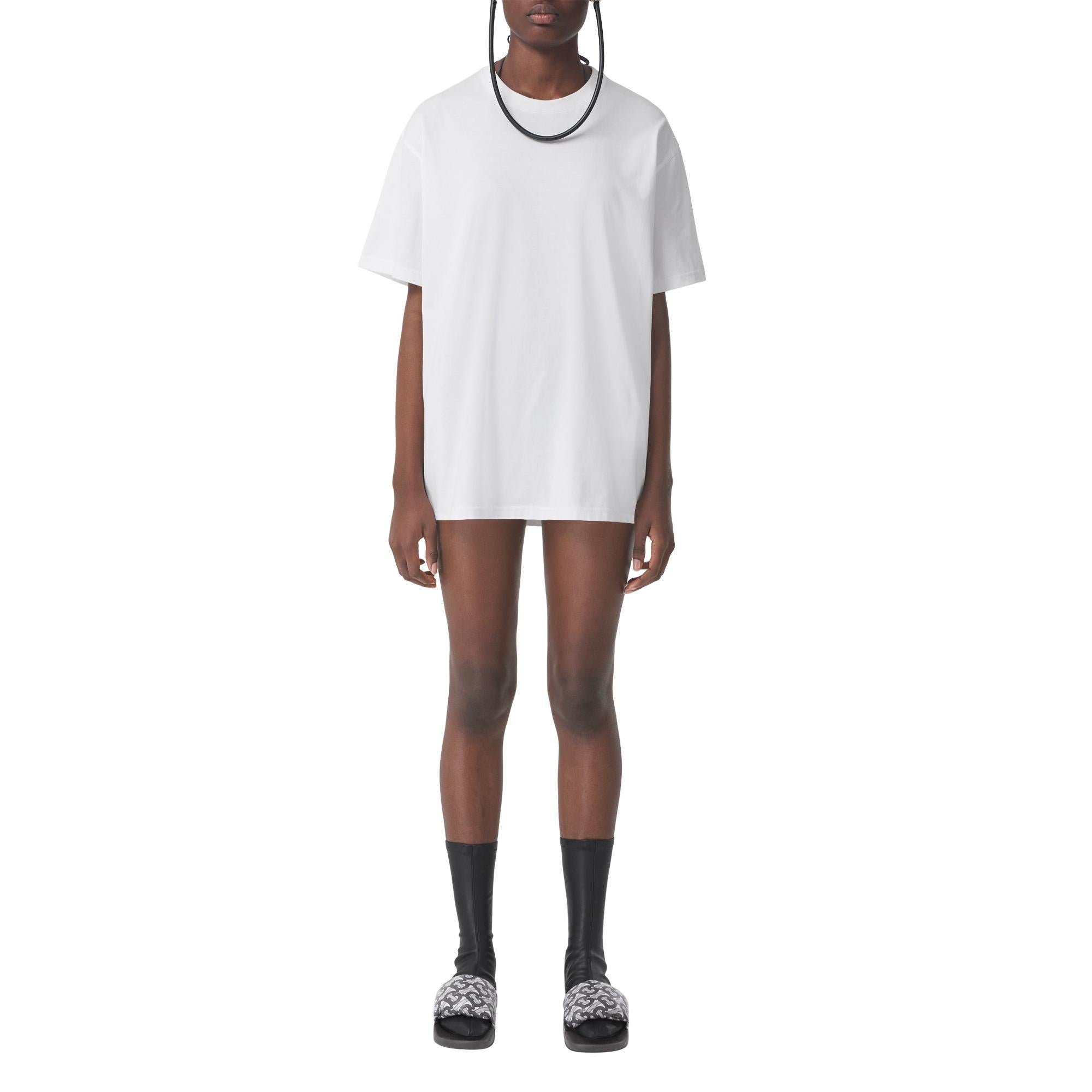 모노그램 스트라이프 프린트 코튼 오버사이즈 티셔츠