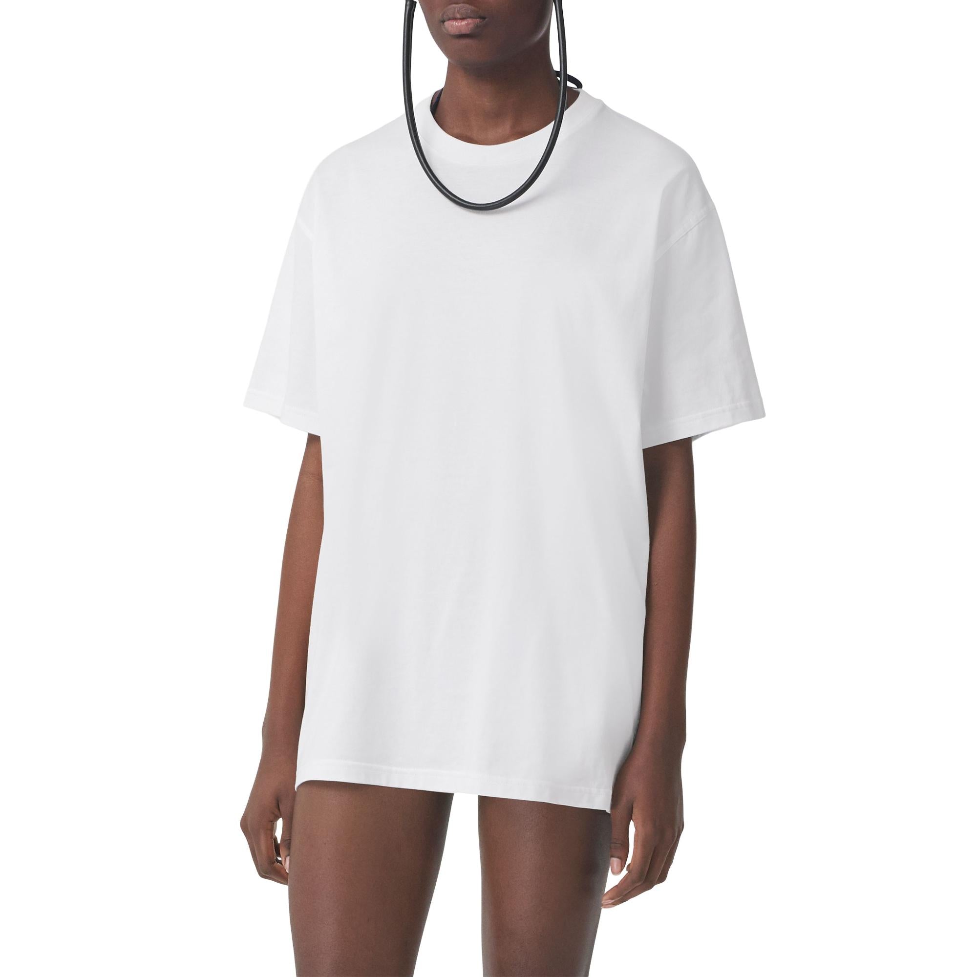 모노그램 스트라이프 프린트 코튼 오버사이즈 티셔츠