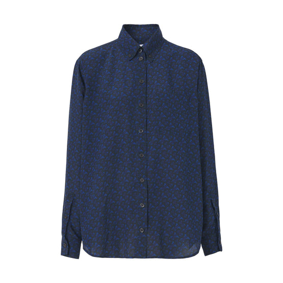 모노그램 프린트 실크 오버사이즈 셔츠