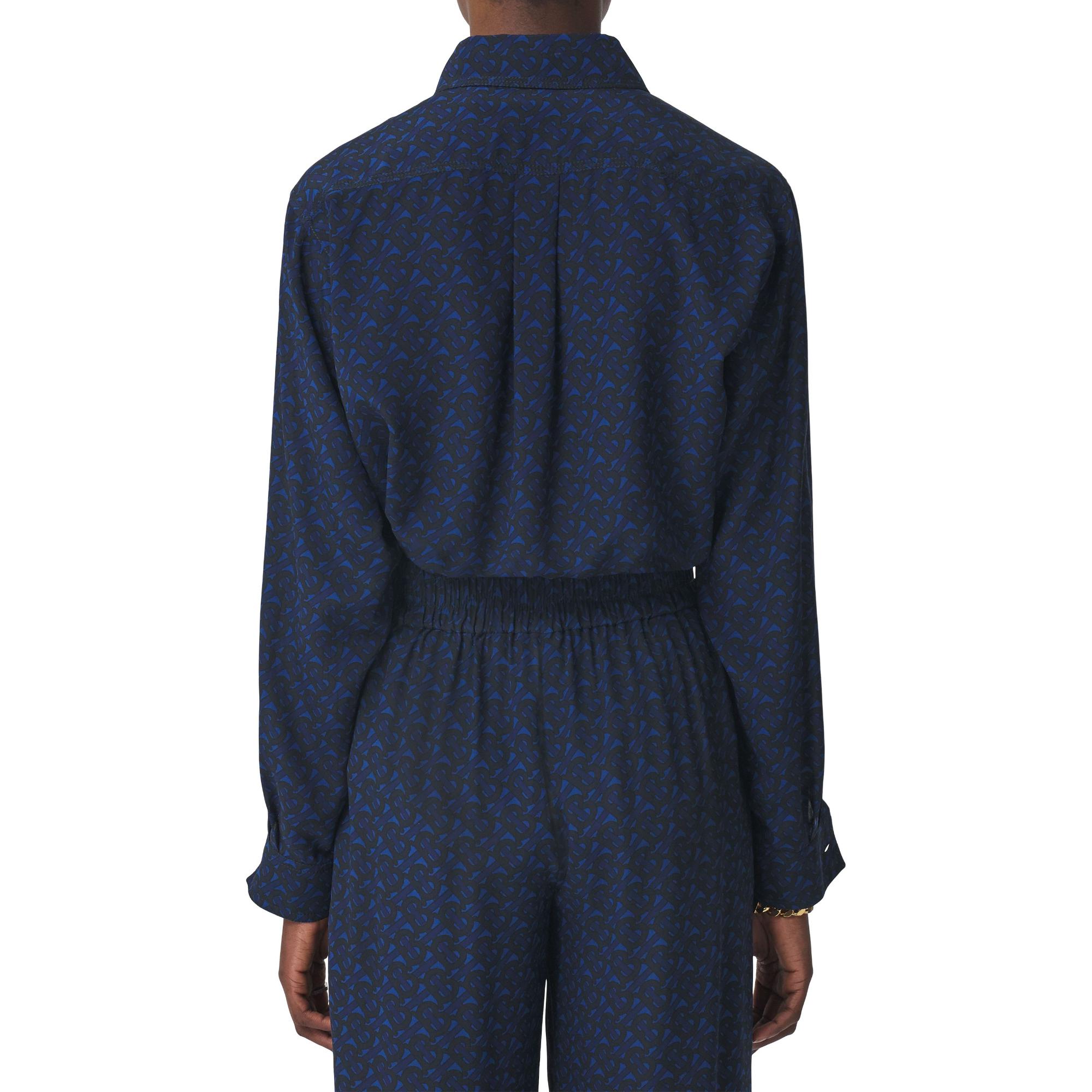 모노그램 프린트 실크 오버사이즈 셔츠