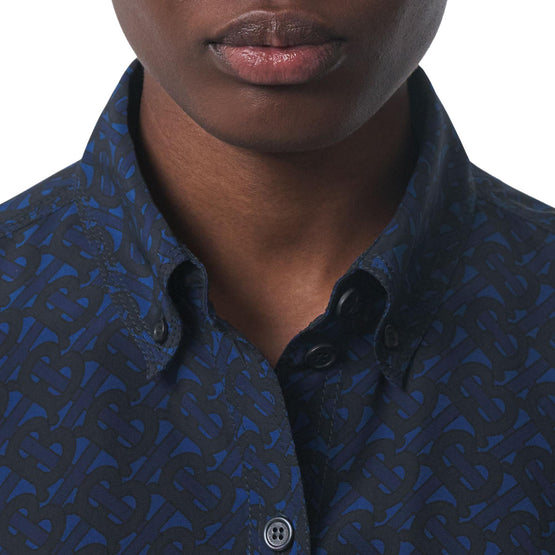 모노그램 프린트 실크 오버사이즈 셔츠