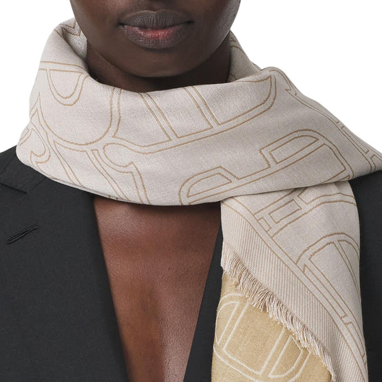 모노그램 라이트 실크 울 자카드 스카프