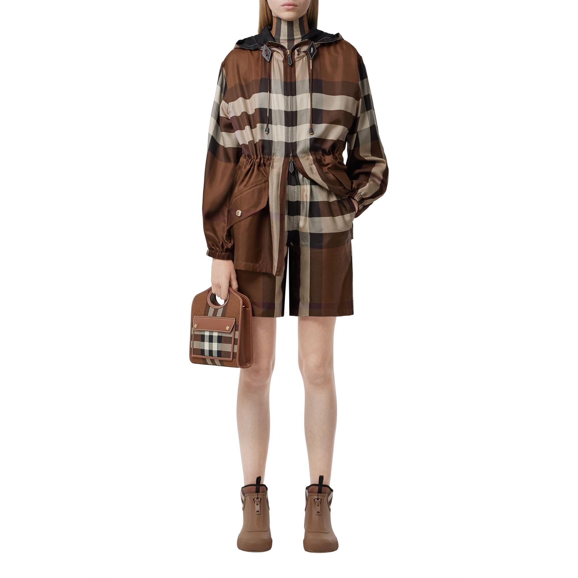 니트 체크 레더 미니 포켓 백