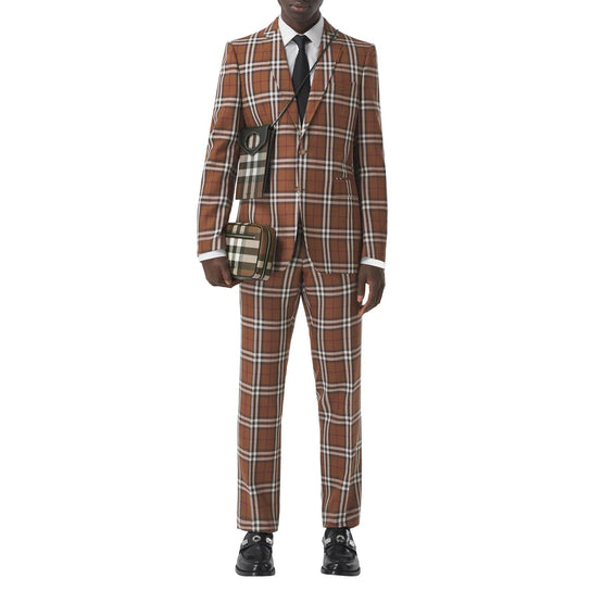 체크 레더 지퍼 파우치