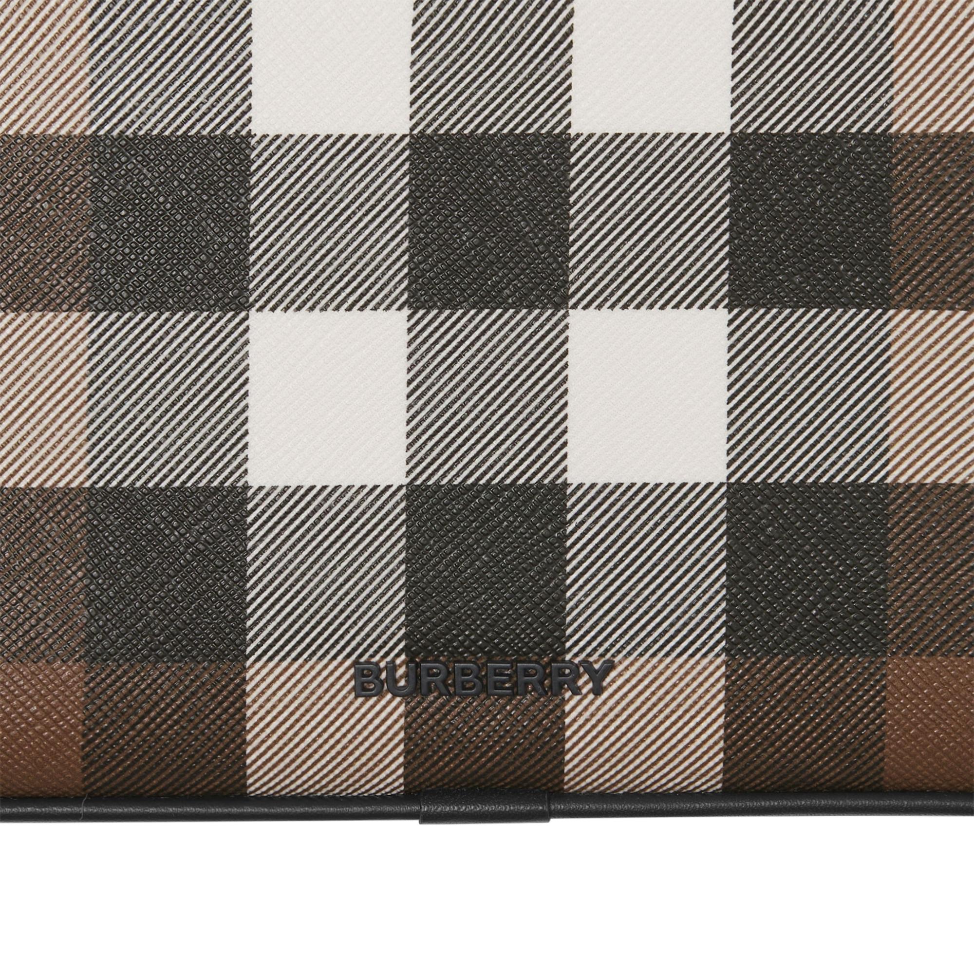 체크 레더 지퍼 파우치