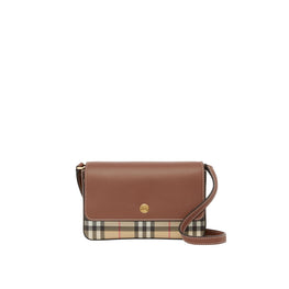 빈티지 체크 레더 미니 노트 백