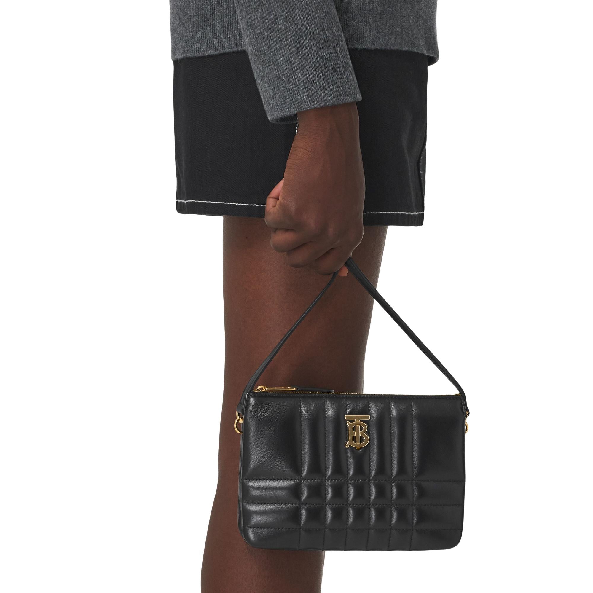 퀼팅 레더 롤라 트윈 파우치