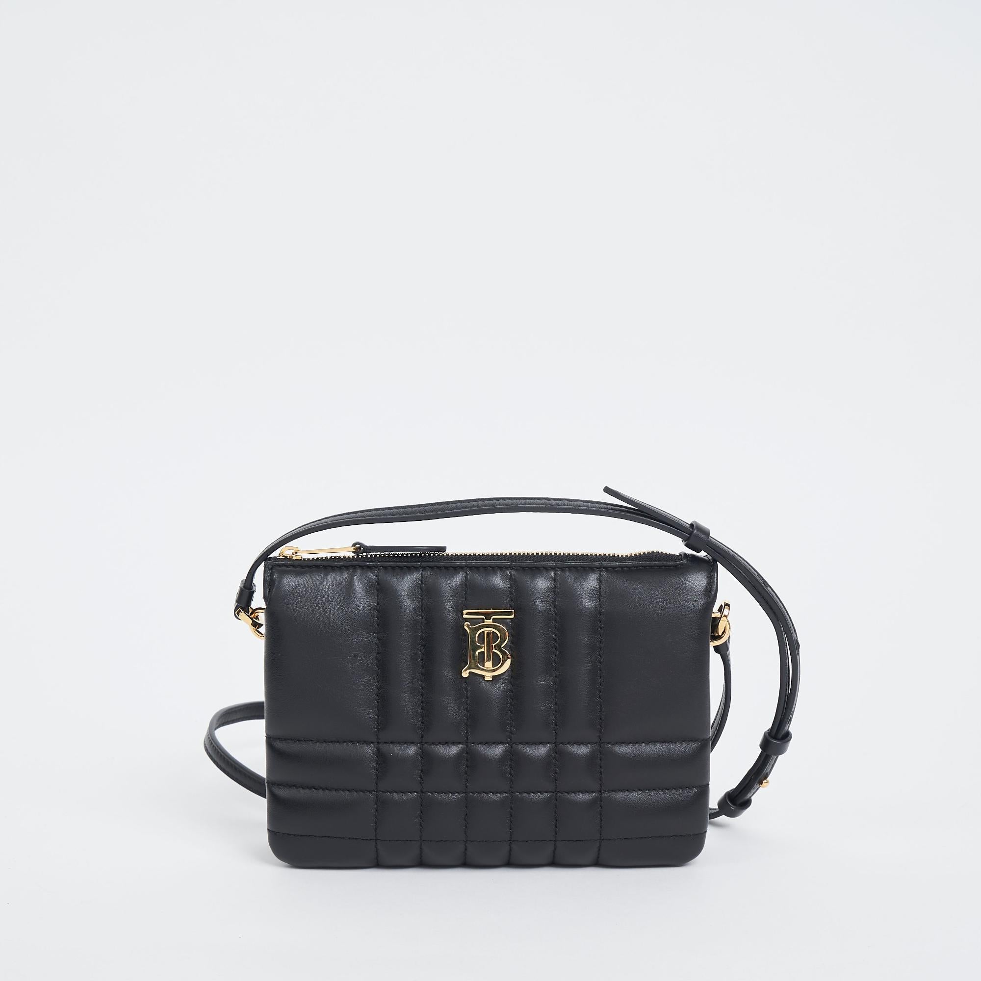 퀼팅 레더 롤라 트윈 파우치