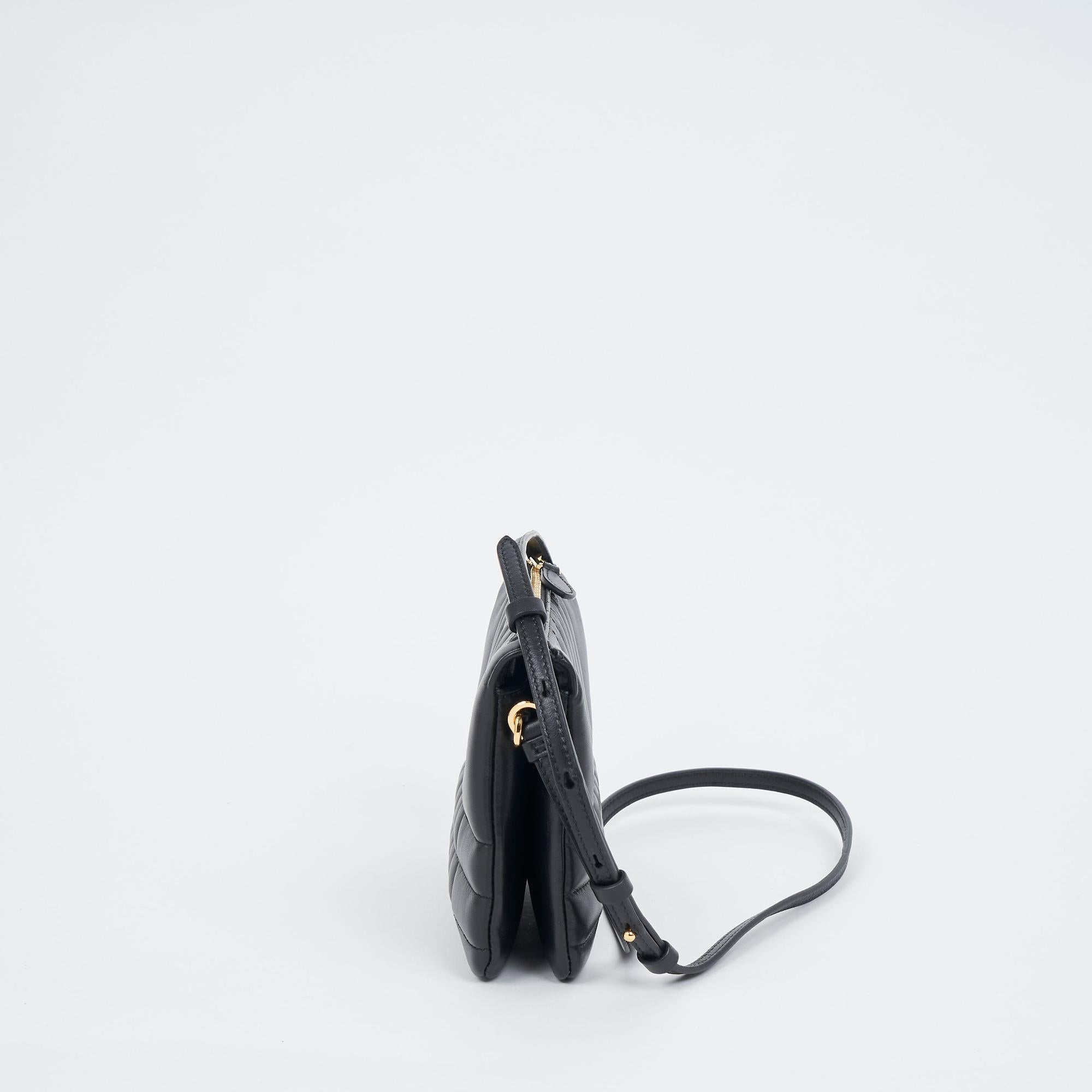 퀼팅 레더 롤라 트윈 파우치